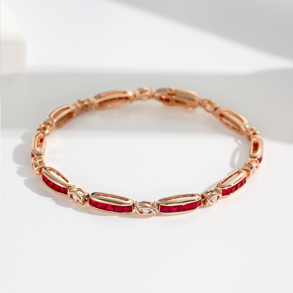 Distinguished Elegance 18K Gold & Ruby Bracelet
