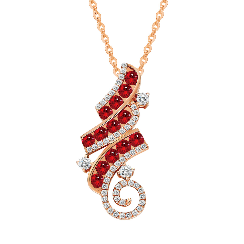 Elegant Dance Collection 18K Gold & Ruby Pendant