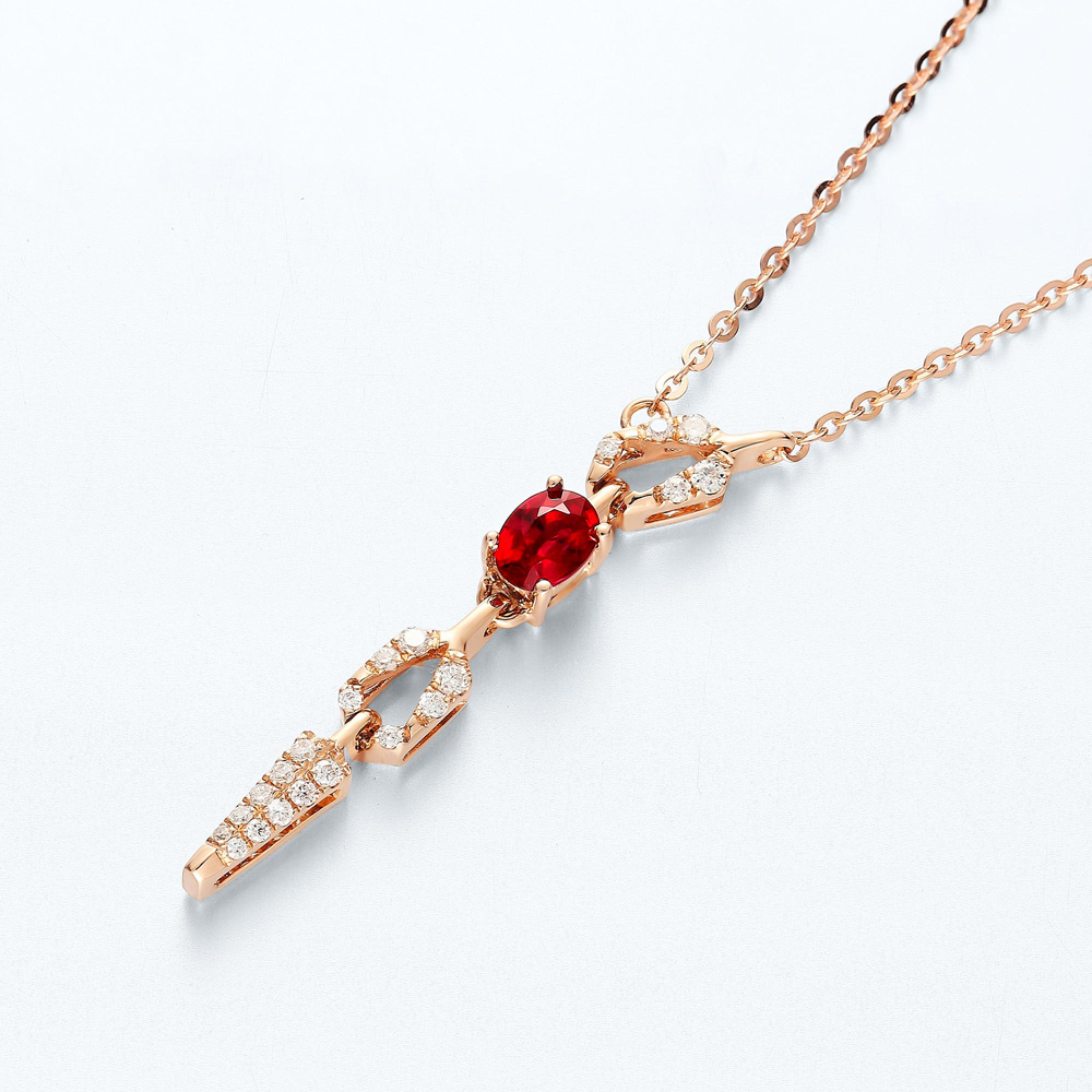 Modern Bloom Collection 18K Gold & Ruby Necklace  ​