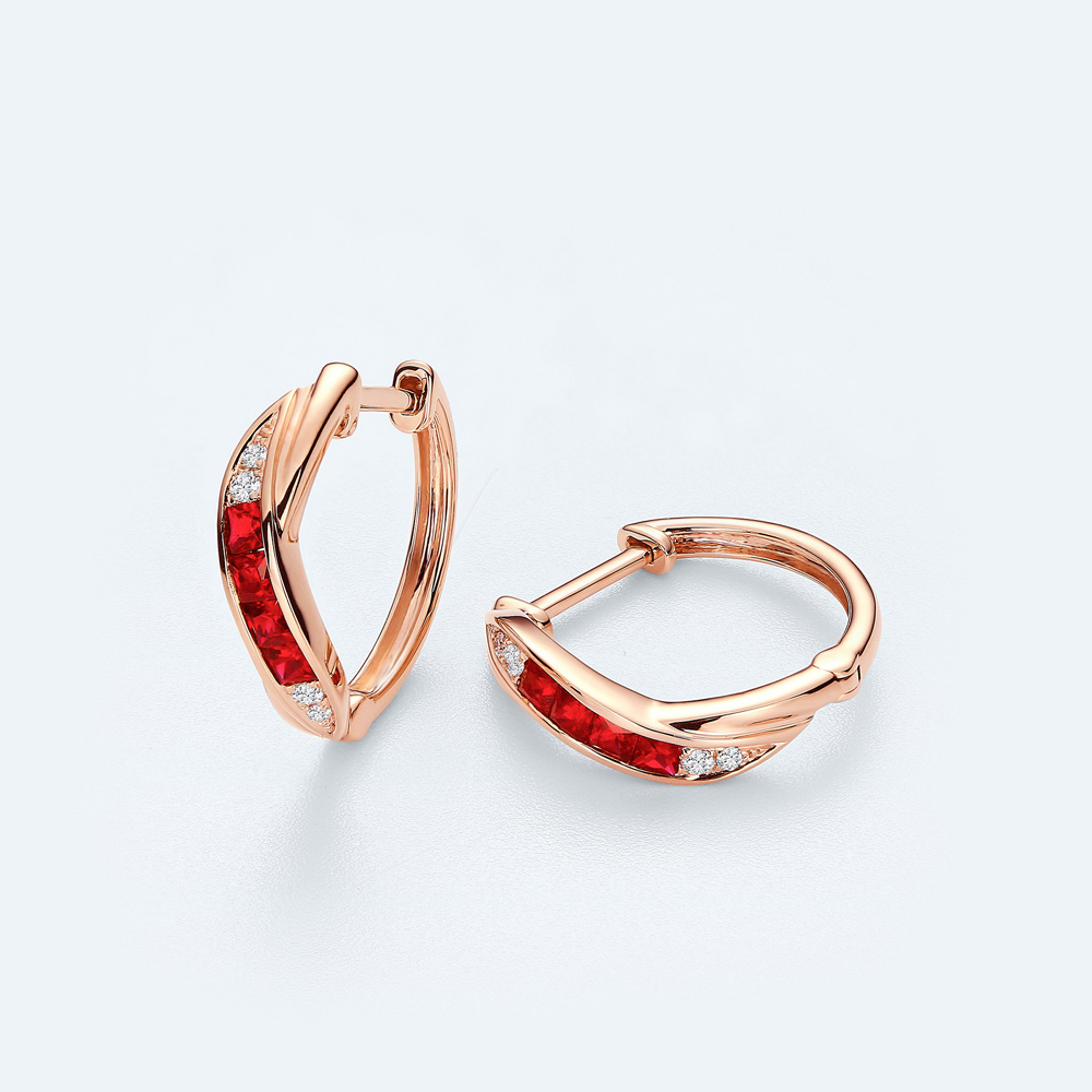 Harmonious Union Collection 18K Gold & Ruby Earrings