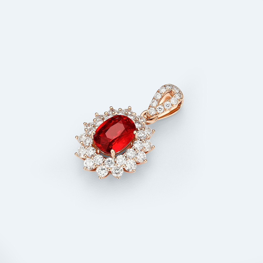 Floral Ode Collection 18K Gold & Ruby Pendant