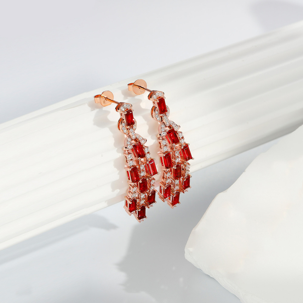Sunset Glow 18K Gold & Ruby Earrings