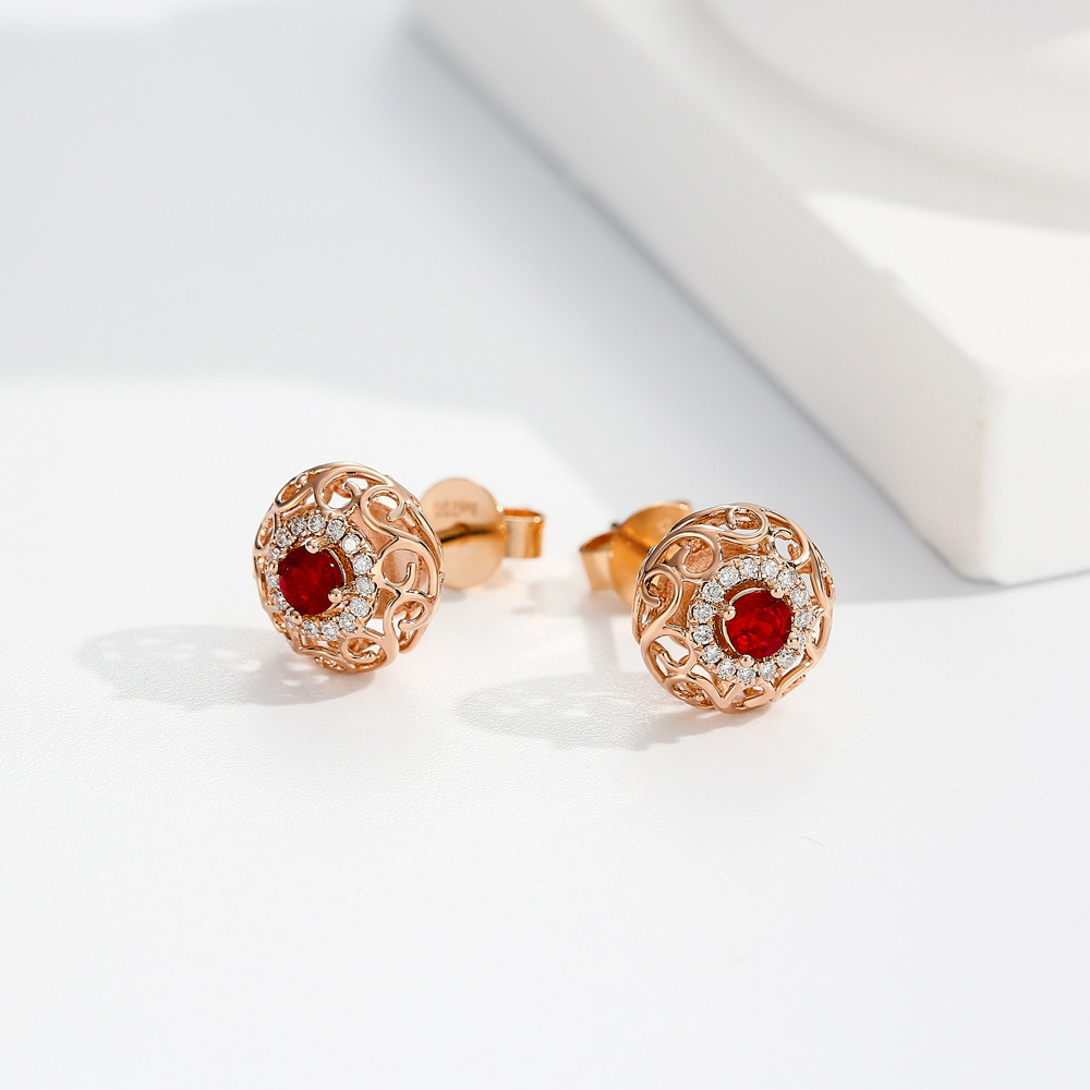 Blooming Cluster Collection 18K Gold & Ruby Earrings