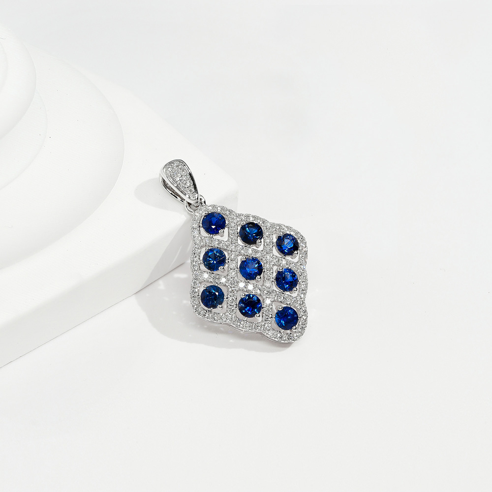 Celestial Lattice Collection 18K Gold & Sapphire Pendant