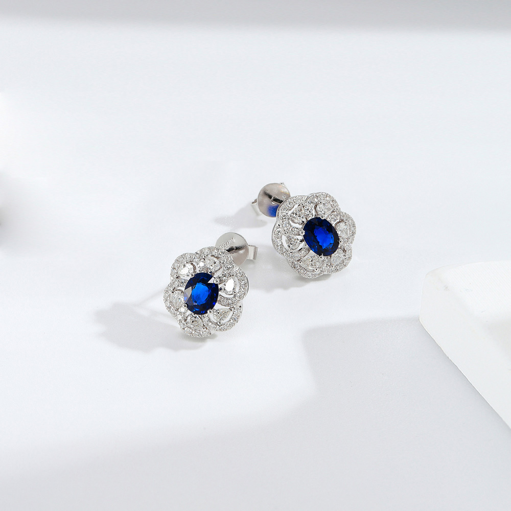 Azure Elegance Collection 18K Gold & Sapphire Earrings
