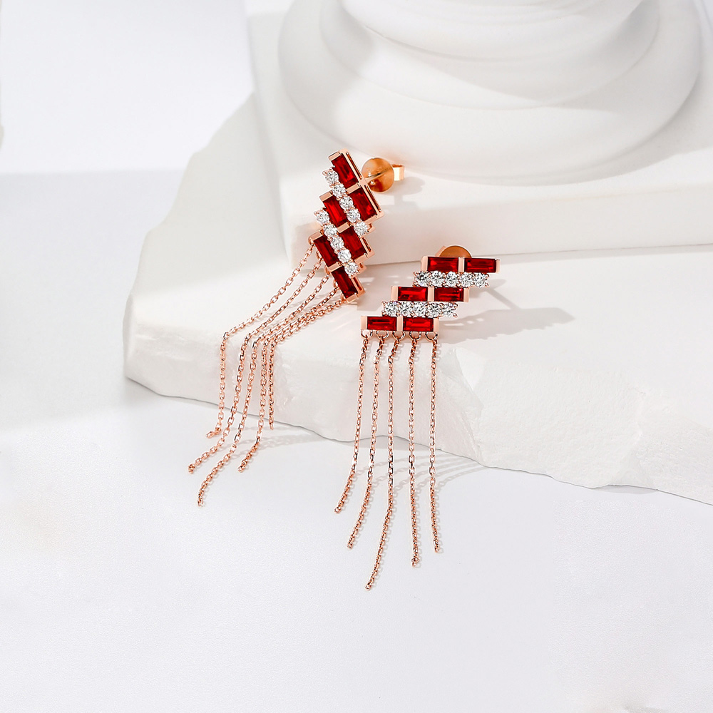 Luxurious Splendor Collection 18K Gold & Ruby Earrings