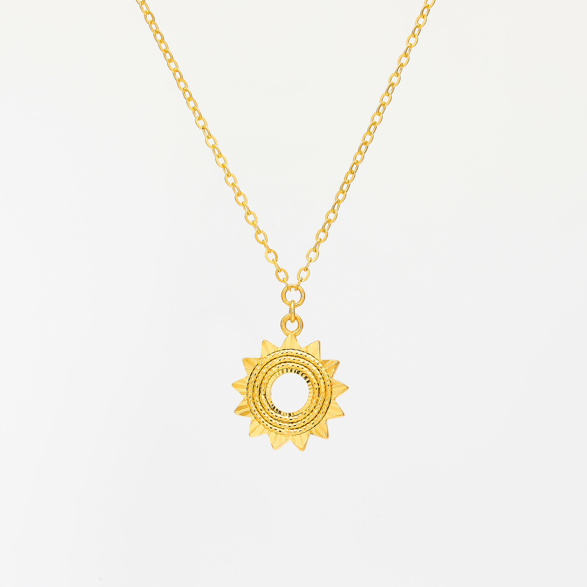Sunny Radiance Collection · 5G Gold Filigree Sunflower Necklace