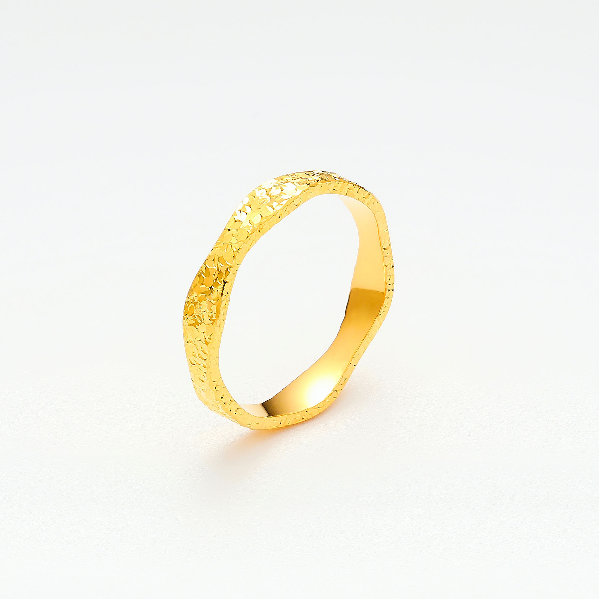 Wave of Gold Collection · 5G Gold CNC Sparkling Ice Ring