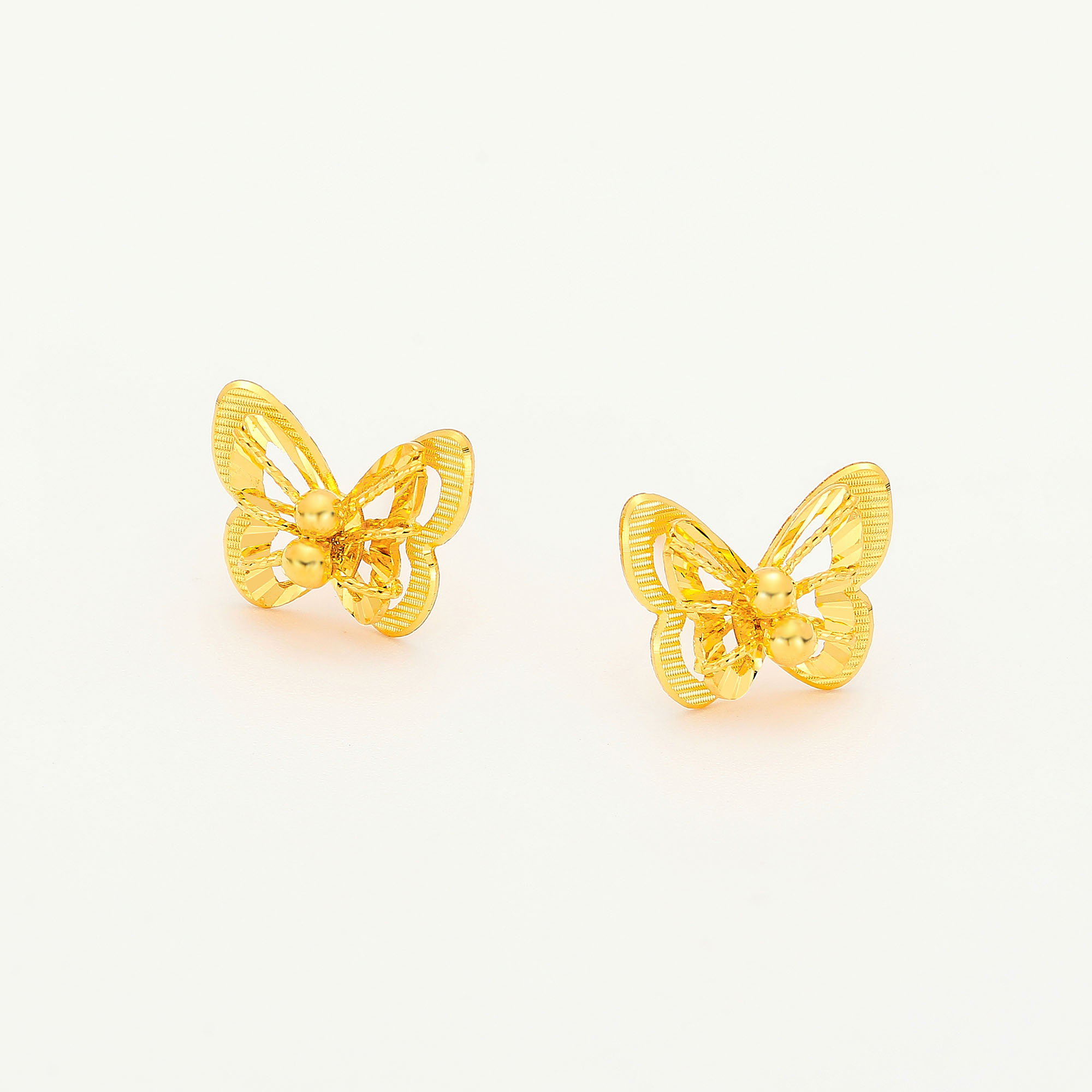 Graceful Butterfly Delight · 5G Gold CNC Filigree Butterfly Stud Earrings