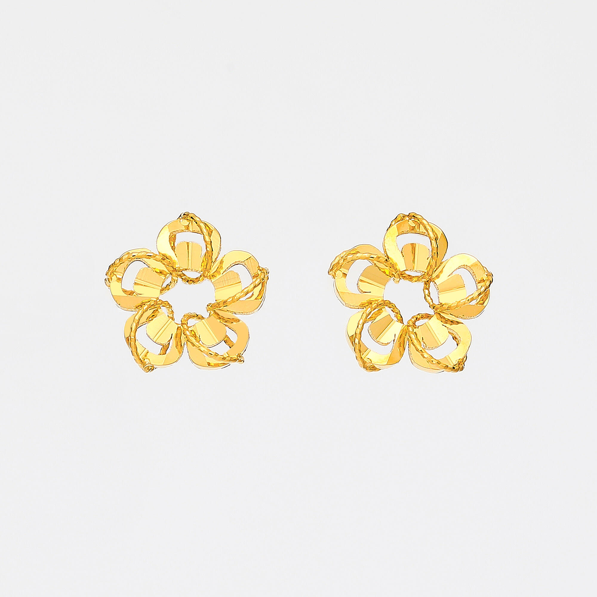 Flower Bloom Delight Series · 5G Gold Sparkling Filigree Stud Earrings