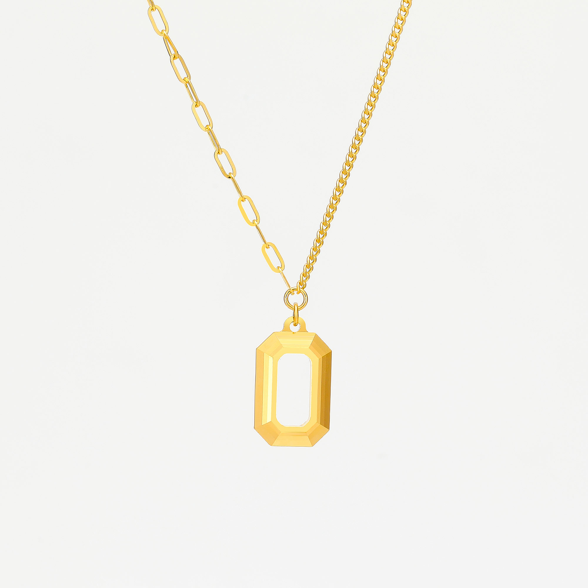 Modern Edge Collection · 5G Gold CNC Geometric Necklace