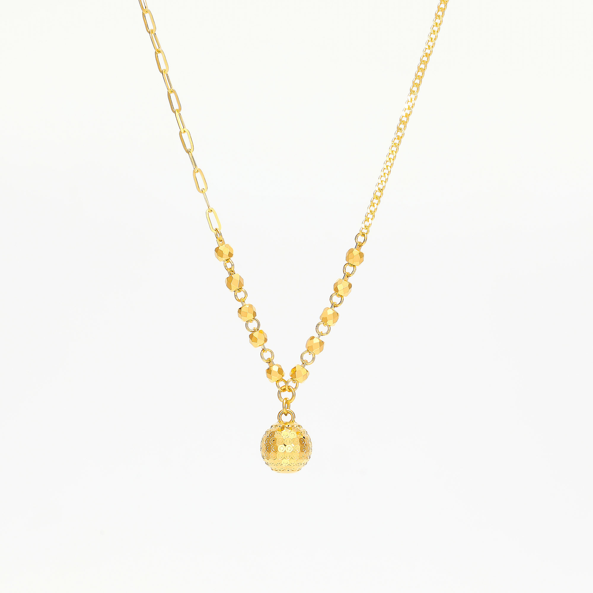 Party Collection · 5G Gold CNC Disco Ball Necklace