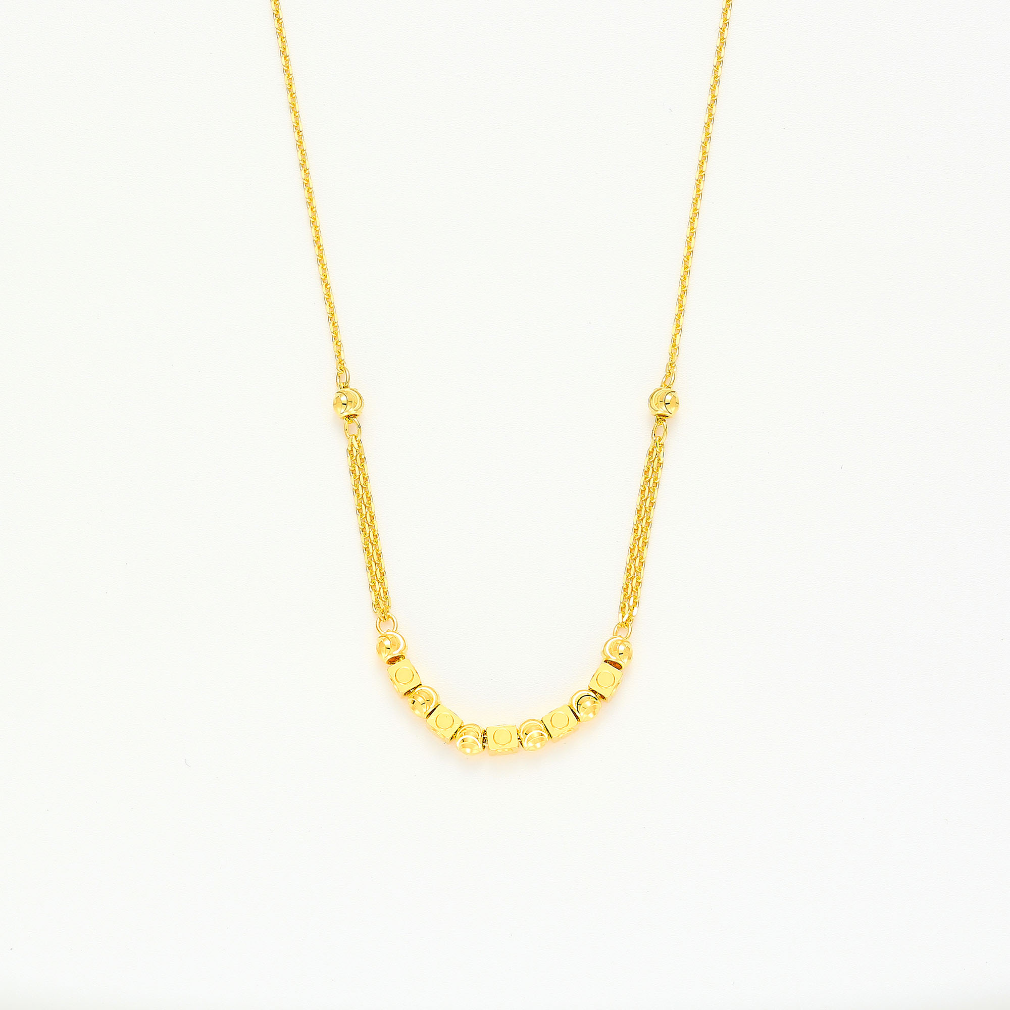 Modern Visions · 5G Gold CNC Square & Crescent Bead Necklace