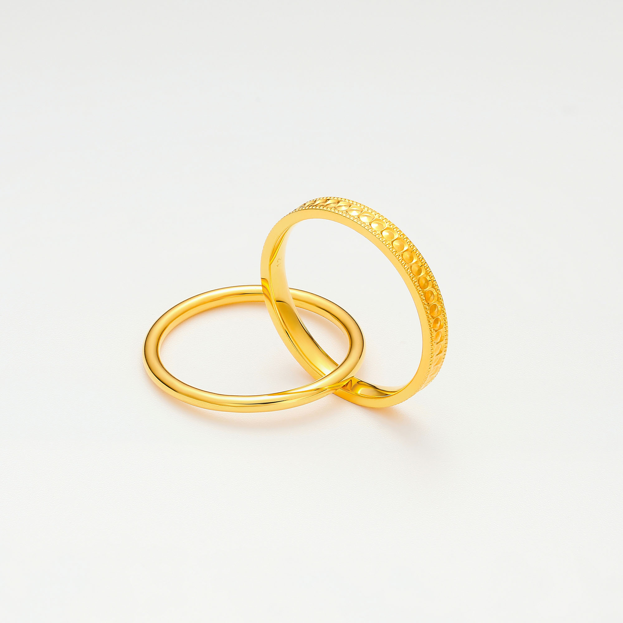 Romantic Resonance Collection · 5G Gold CNC Double - Ring Ring