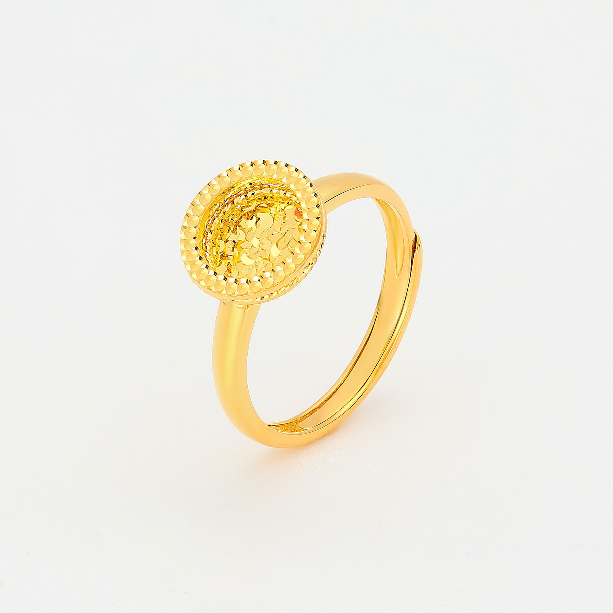 Radiant Elegance · 5G Gold Sparkling Shimmer Filigree Ring