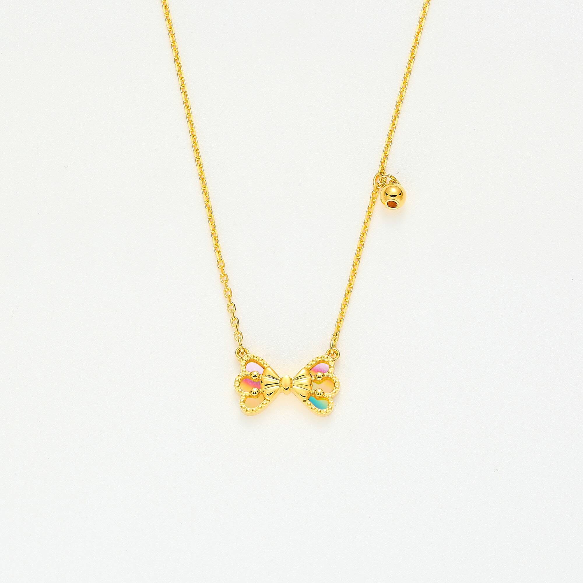 Sweet Style · 5G Gold Colorful Bowknot Necklace