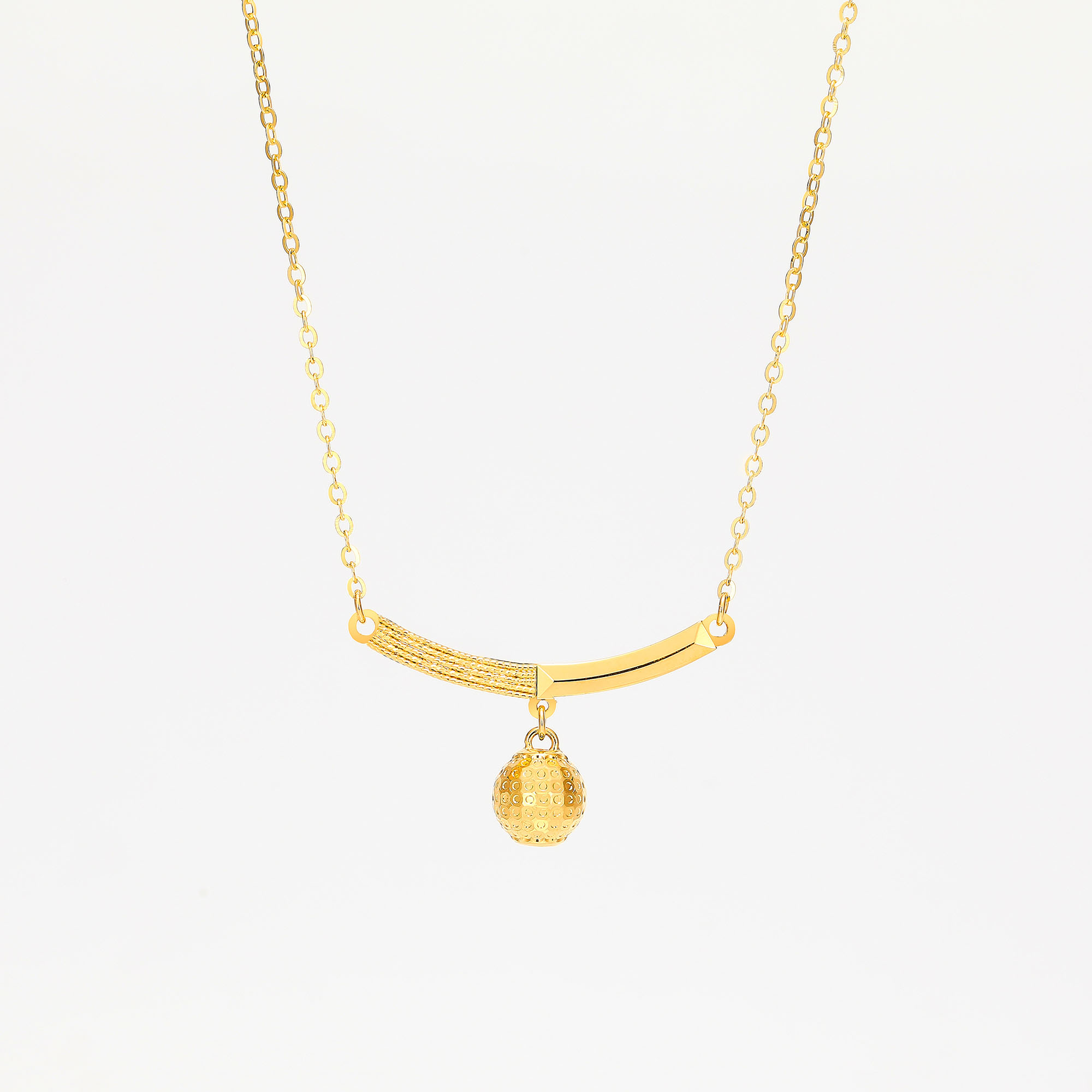 Party Series · 5G Gold CNC Filigree Disco Bead Necklace