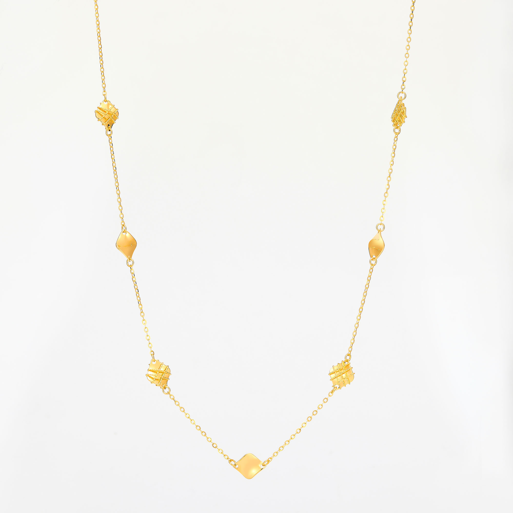 Rippling Reflections Series · 5G Gold Mirror Flower Thread Necklace