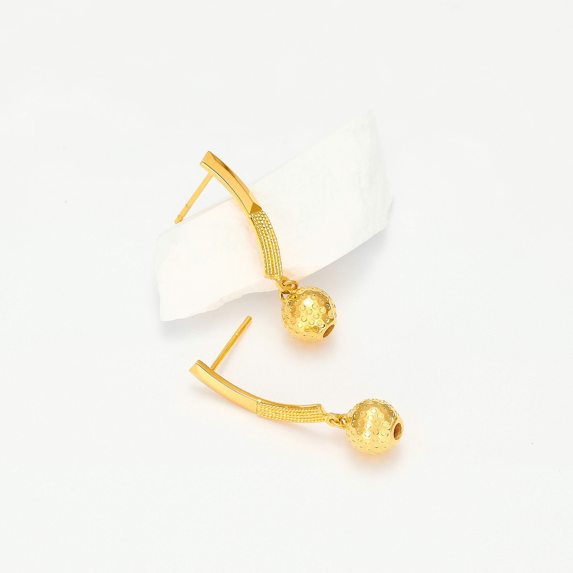 Party Series · 5G Gold CNC Filigree Disco Bead Earrings