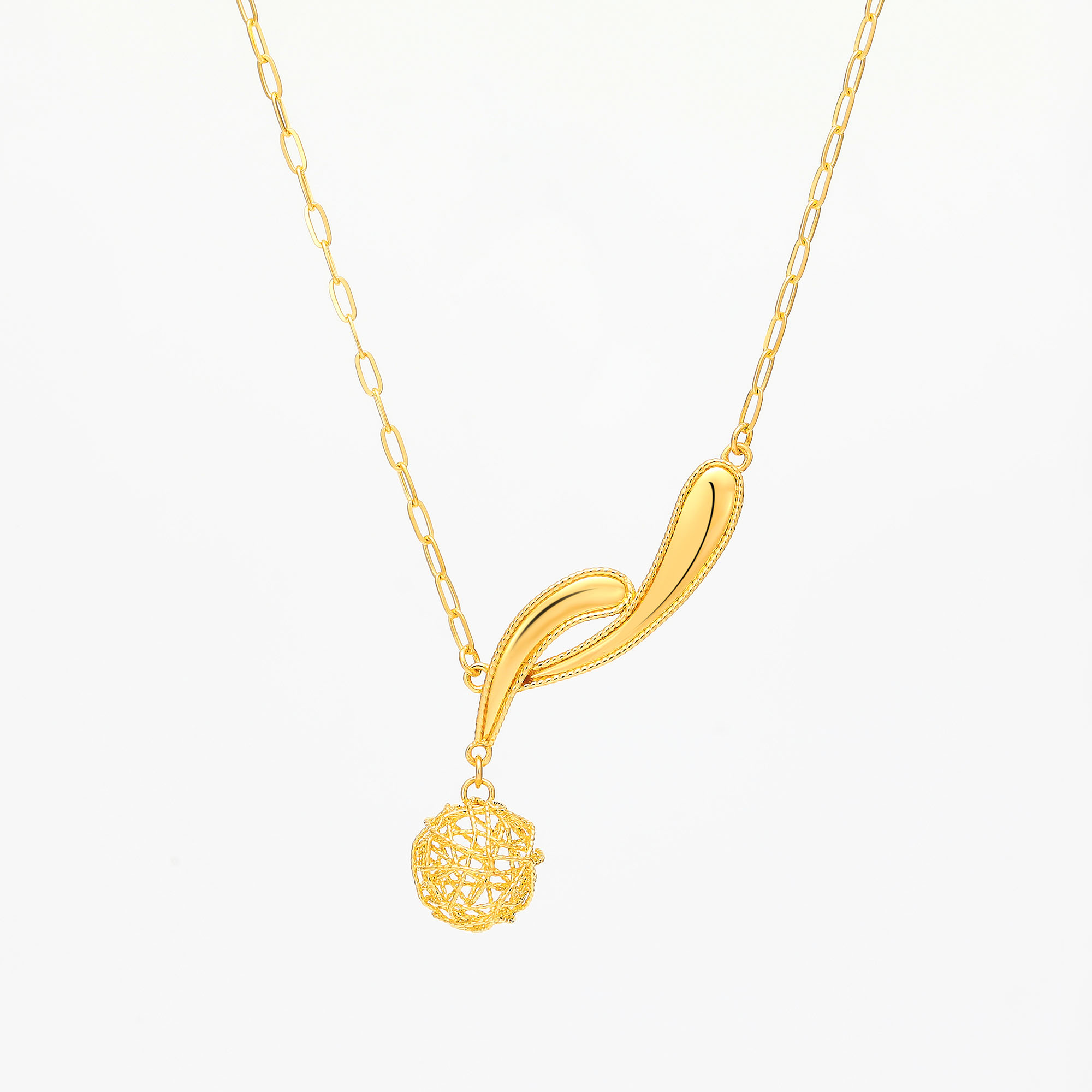 Elegant Style Series · 5G Gold Mirror Flower Filigree Necklace