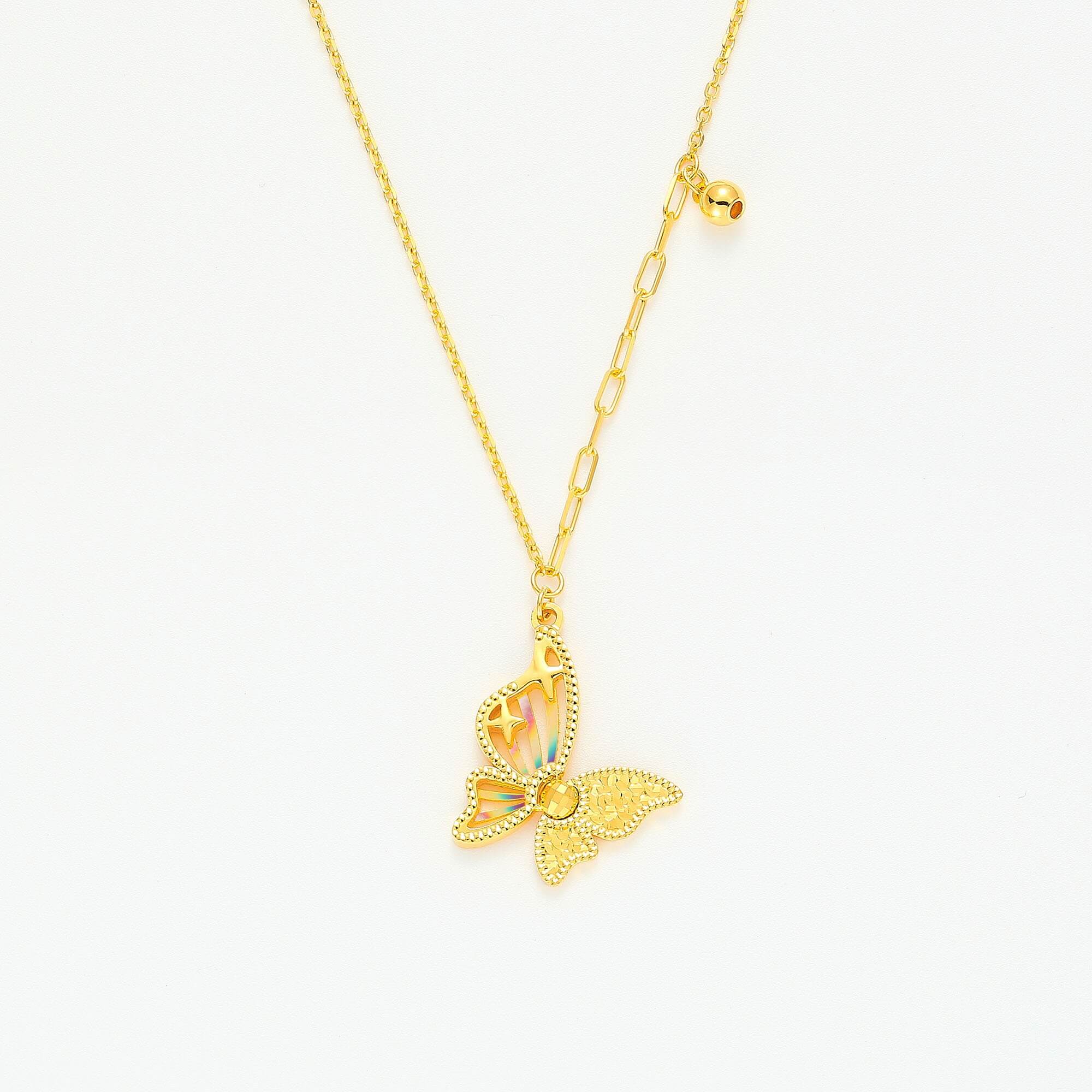 Fluttering Butterflies Collection · 5G Gold Iridescent Butterfly Necklace