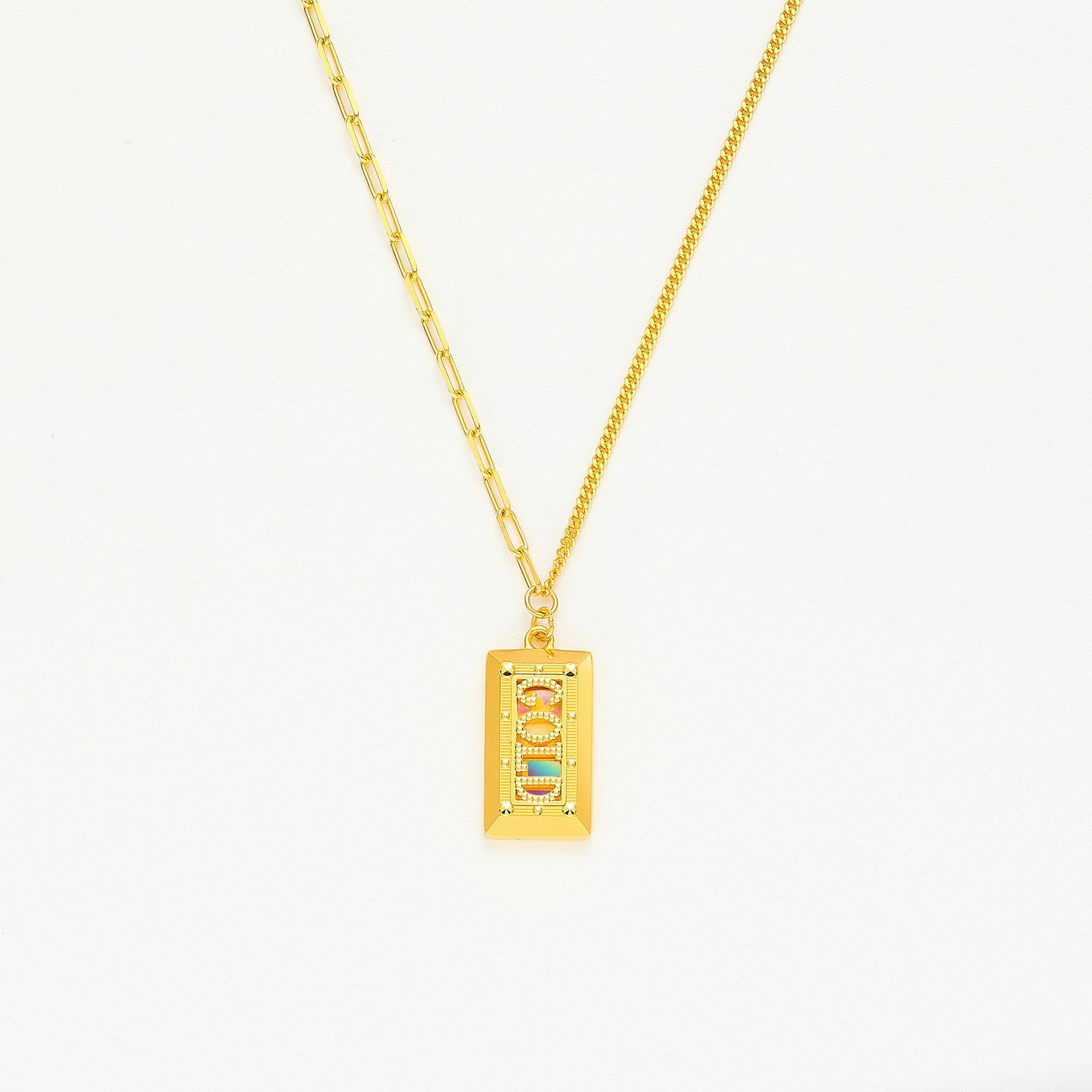 Small Gold Bar · 5G Gold CNC Colorful Necklace