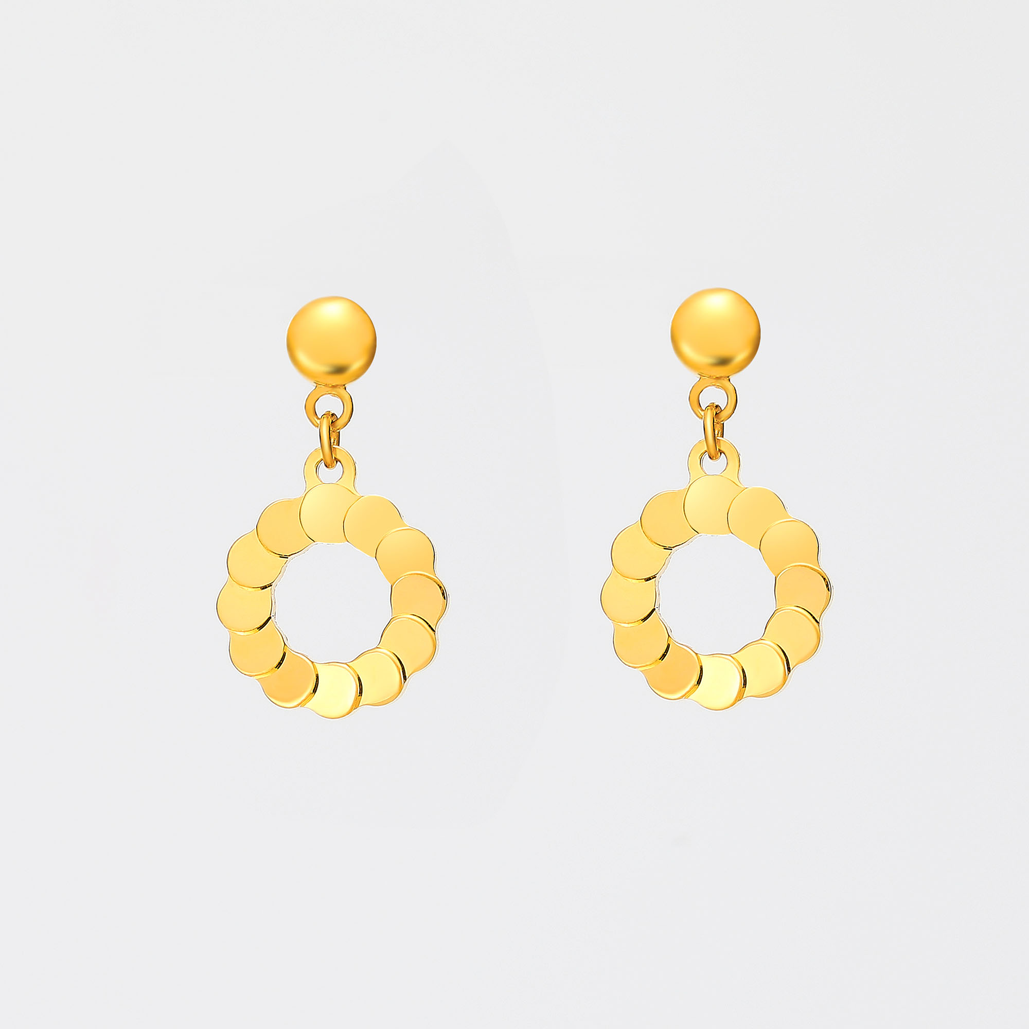 Elegant Circles Series · 5G Gold Mirror-finish Stud Earrings