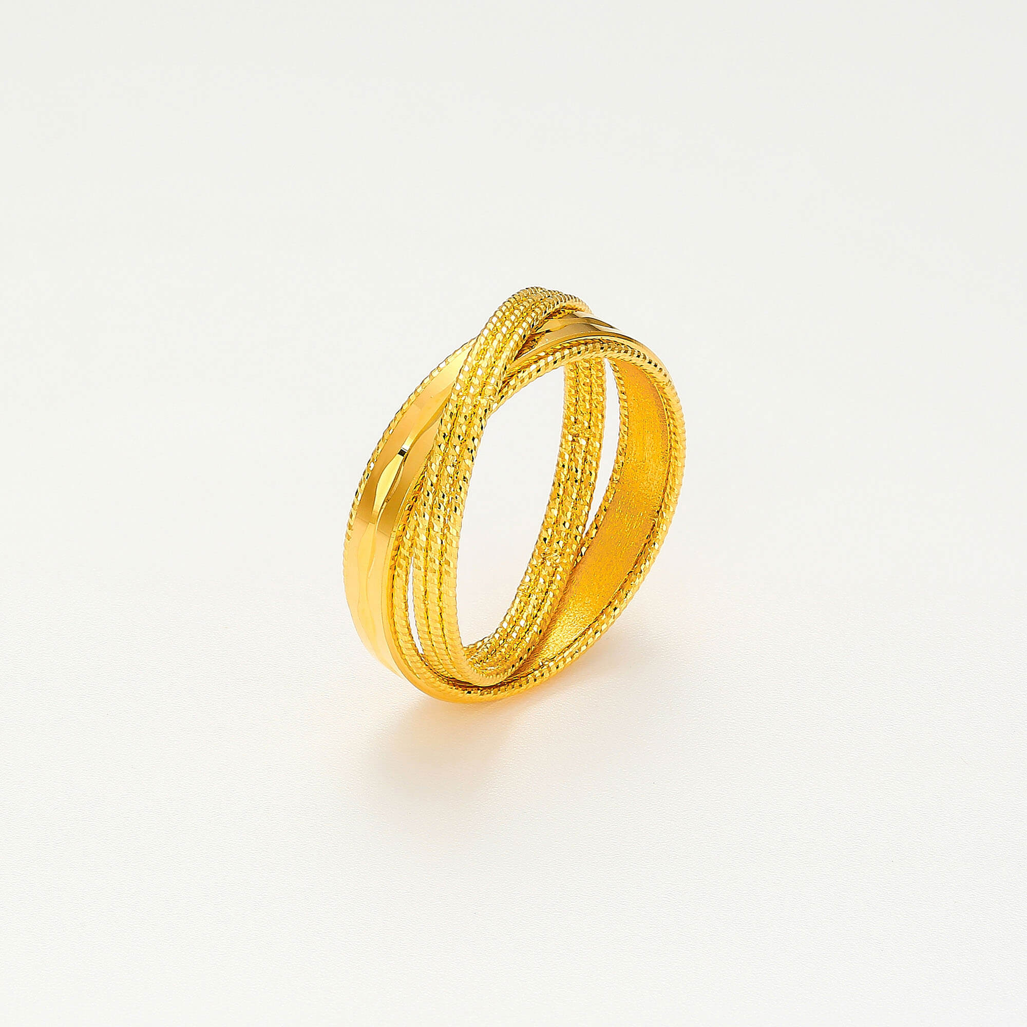 Elegant Twin Series · 5G Gold CNC Filigree Double Ring Women's Ring
