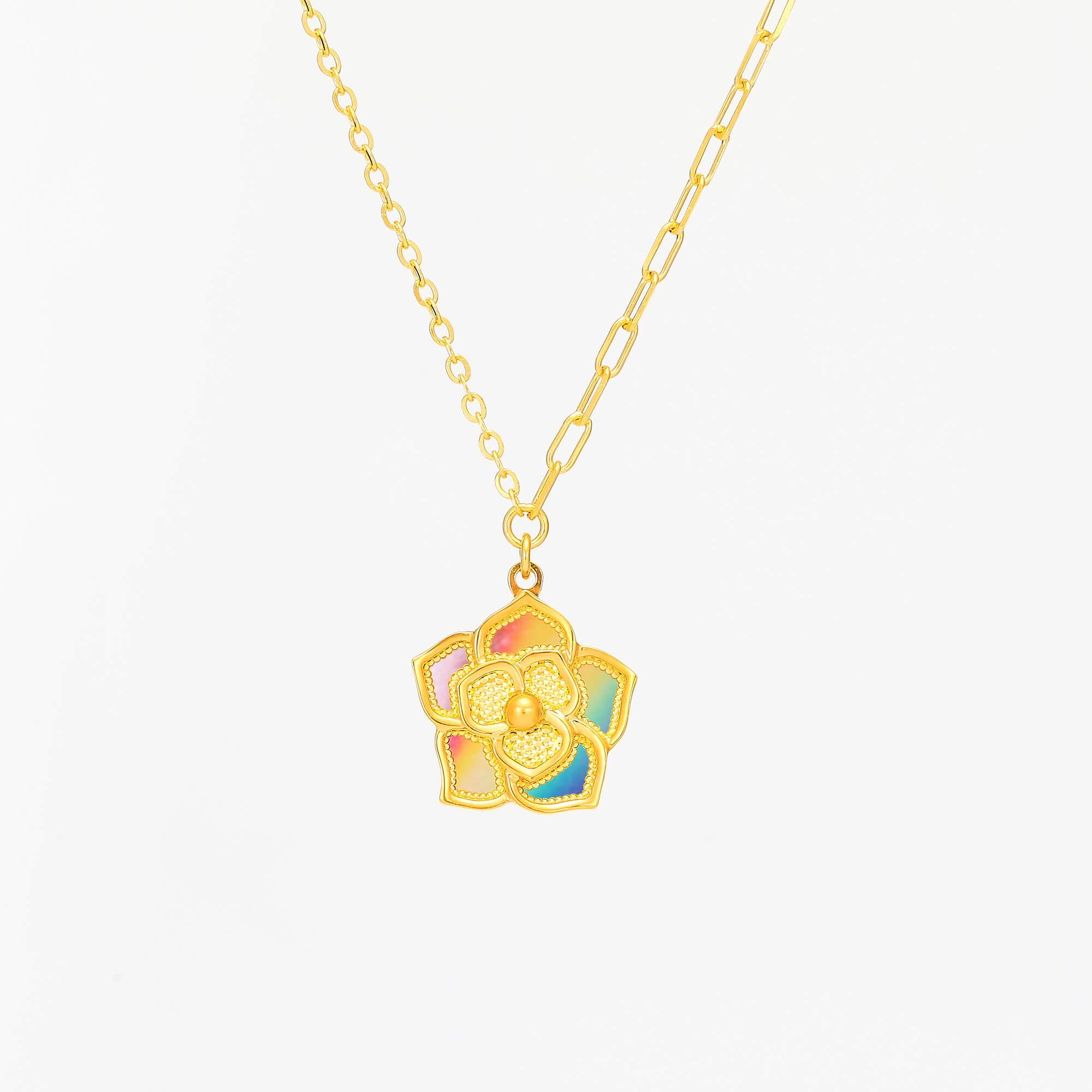 Blossom Radiance · 5G Gold CNC Colorful Necklace