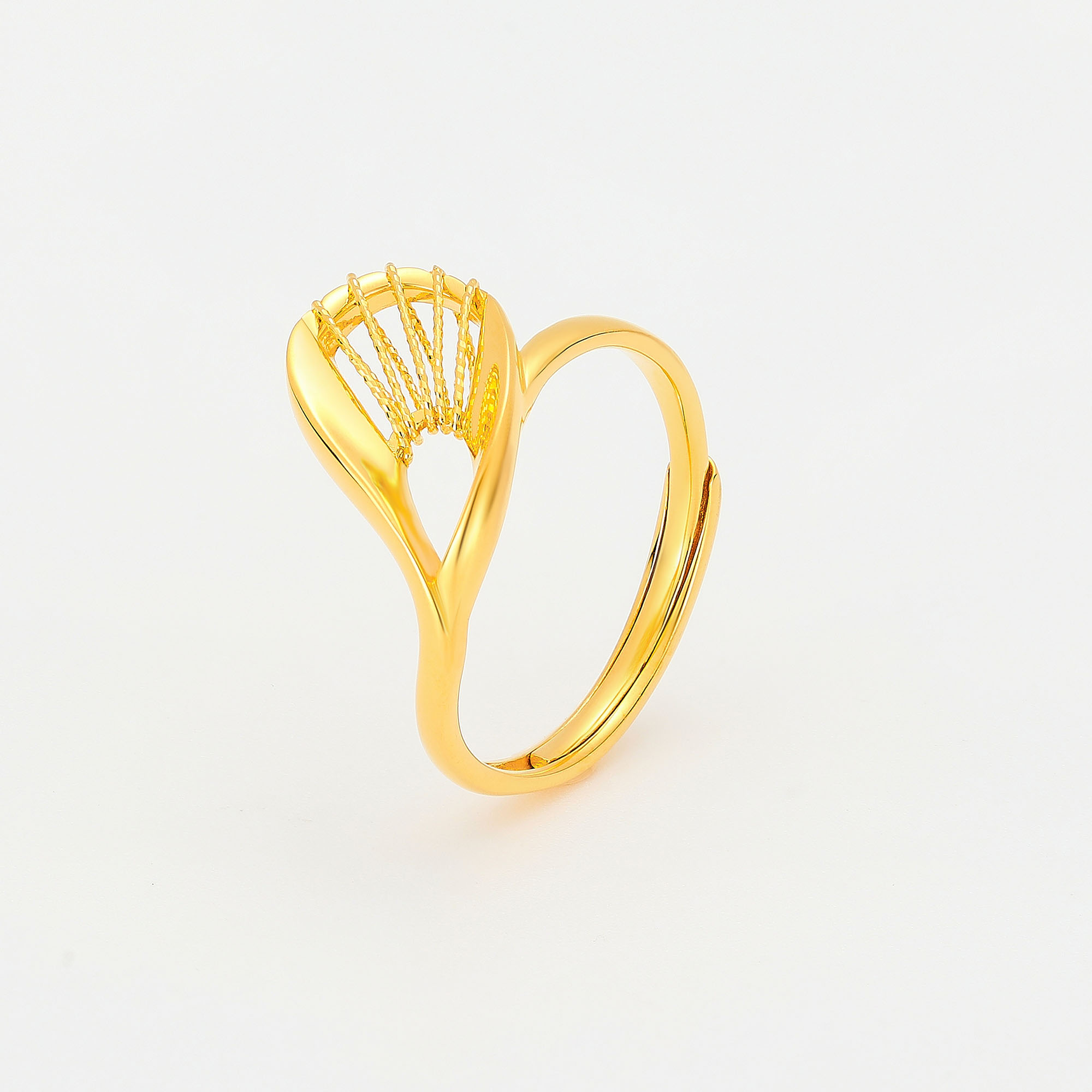 Modern Elegance · 5G Gold Mirror Gold Filigree Open Women's Ring