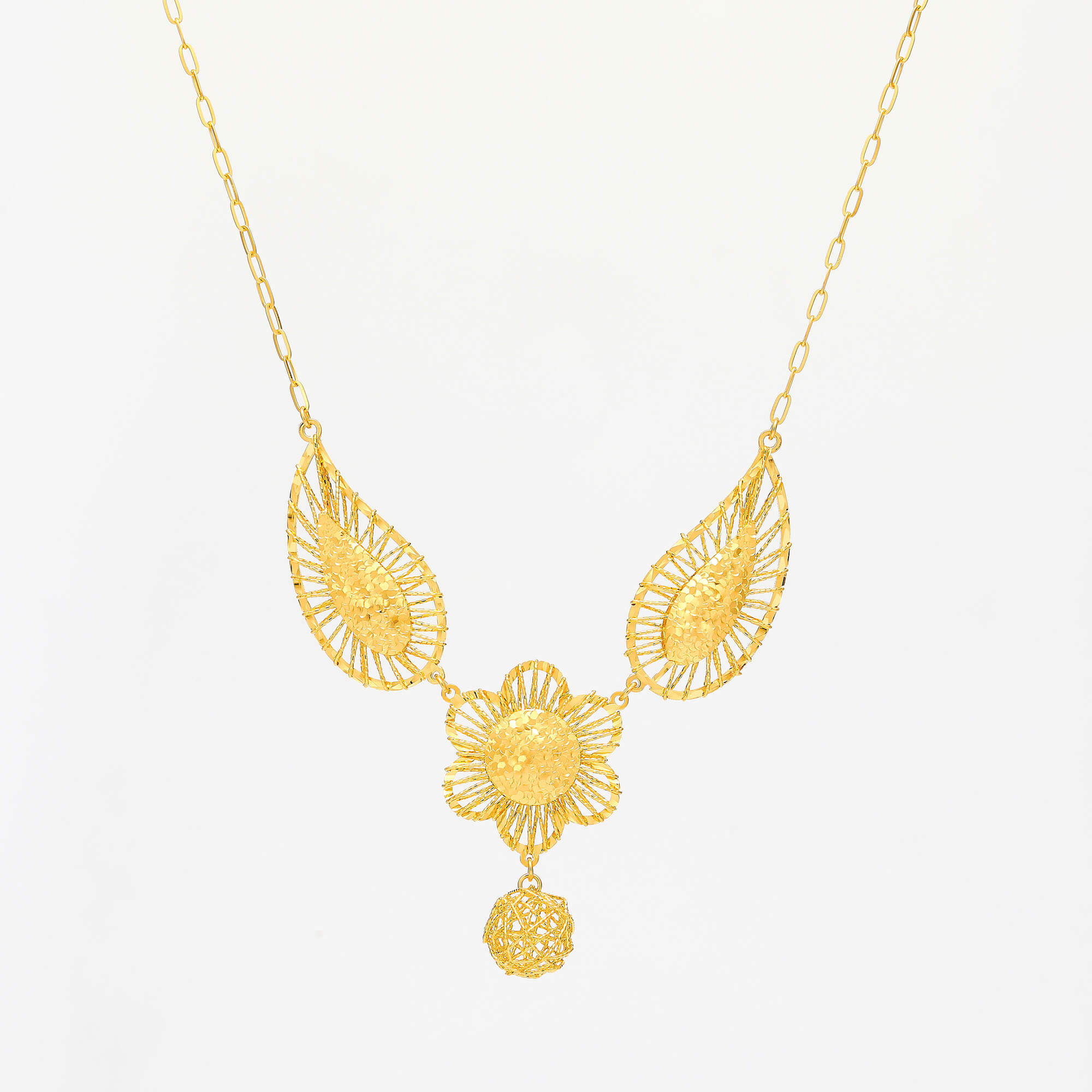 Flower Shadow Silk Light · 5G Gold Sparkling Shredded Ice Filigree Necklace