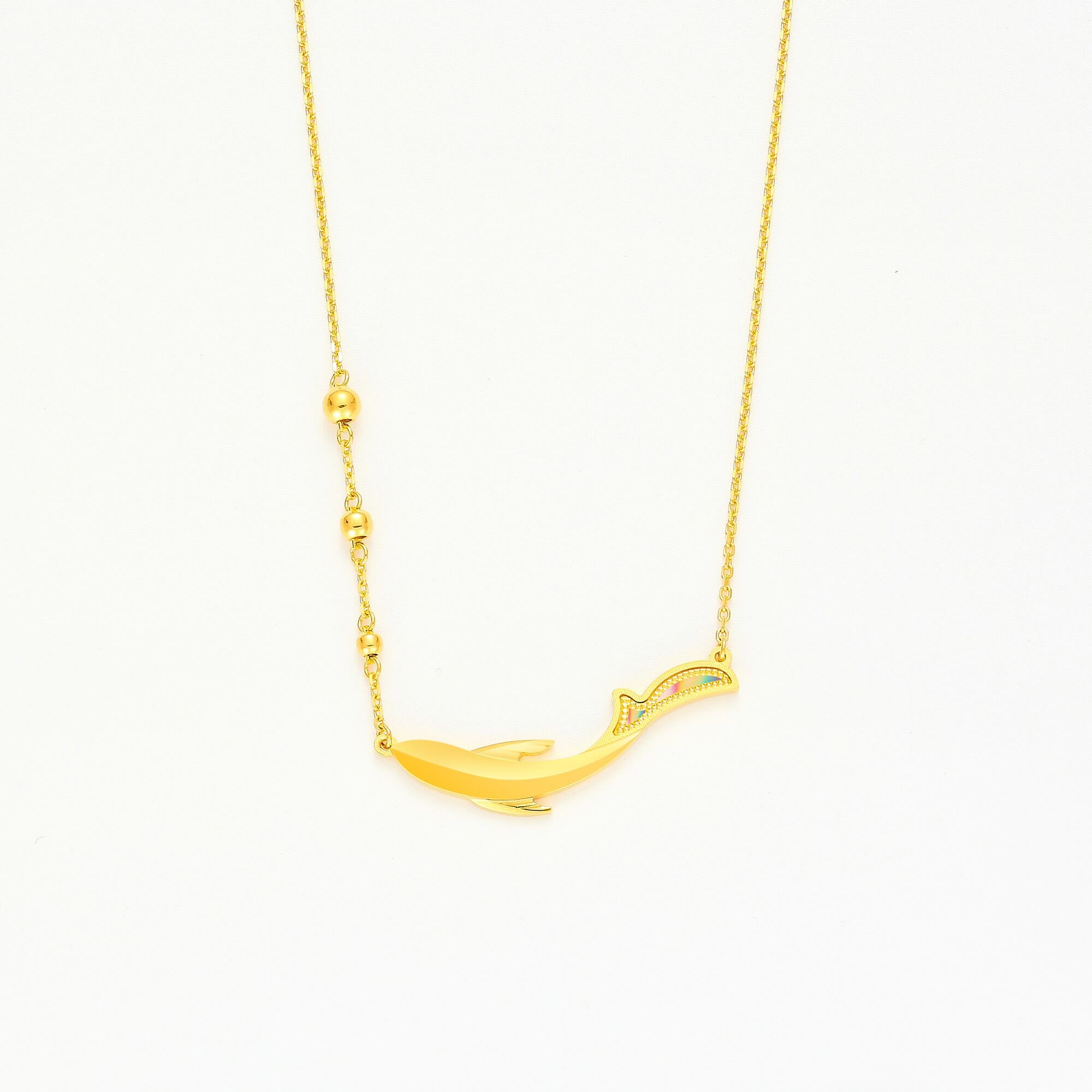 Lucky Leaping Fish · 5G Gold CNC Colorful Fish Necklace