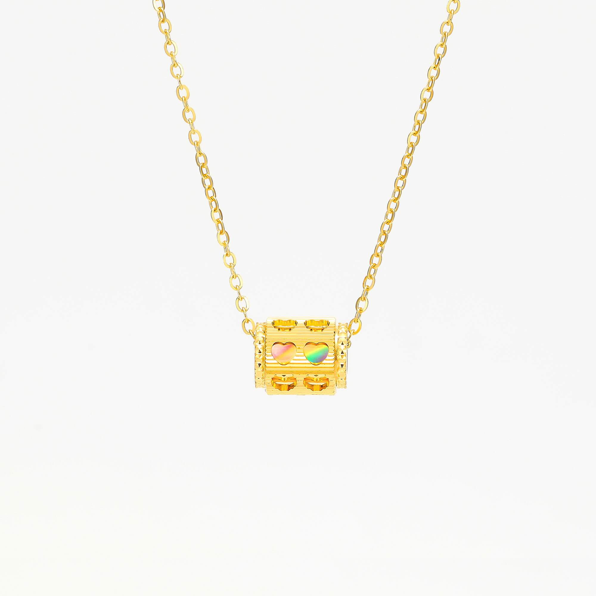 Full Heart Love Series · 5G Gold CNC Colorful Lucky Bead Necklace