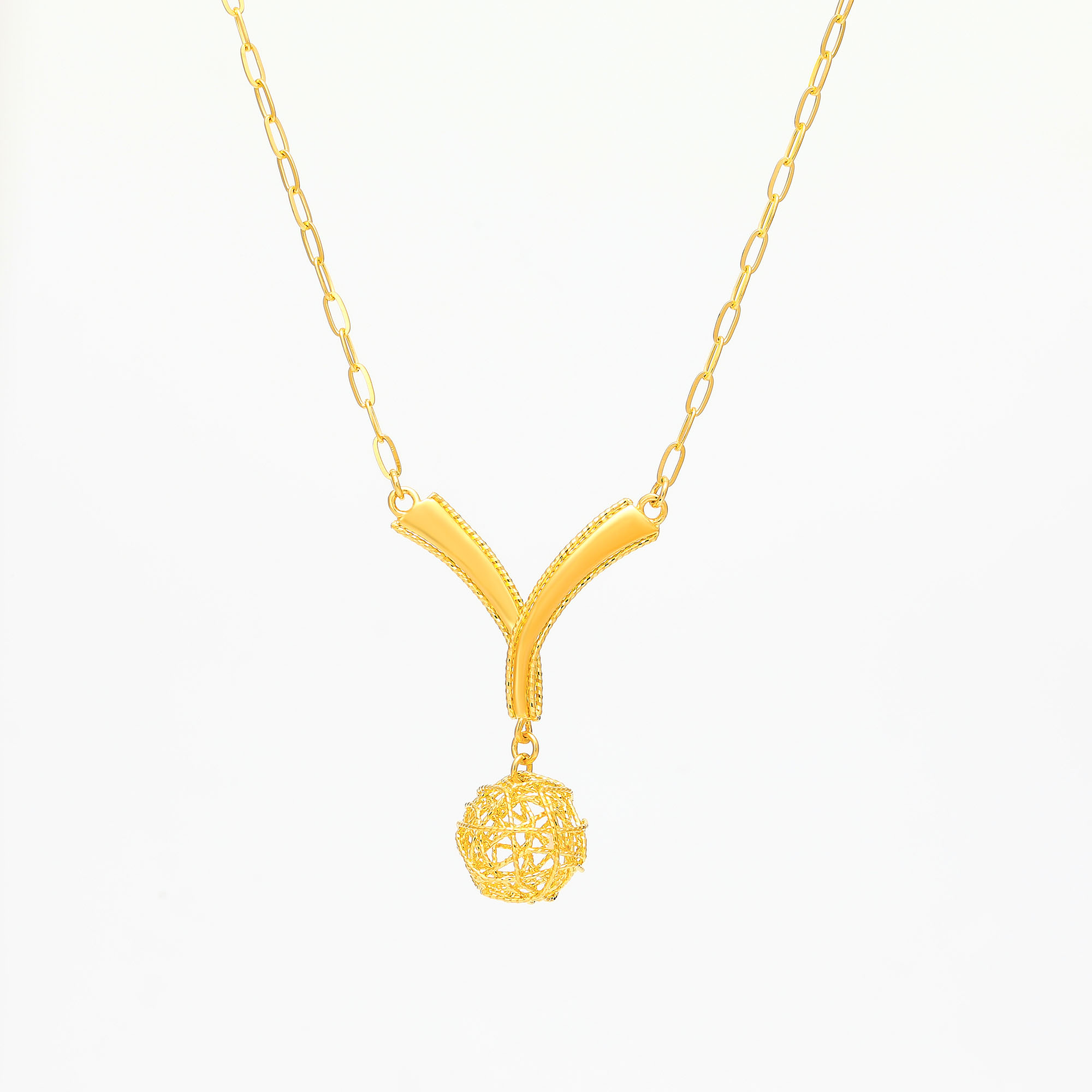 Luxury Elegance Series · 5G Gold Mirror Flower Filigree Necklace