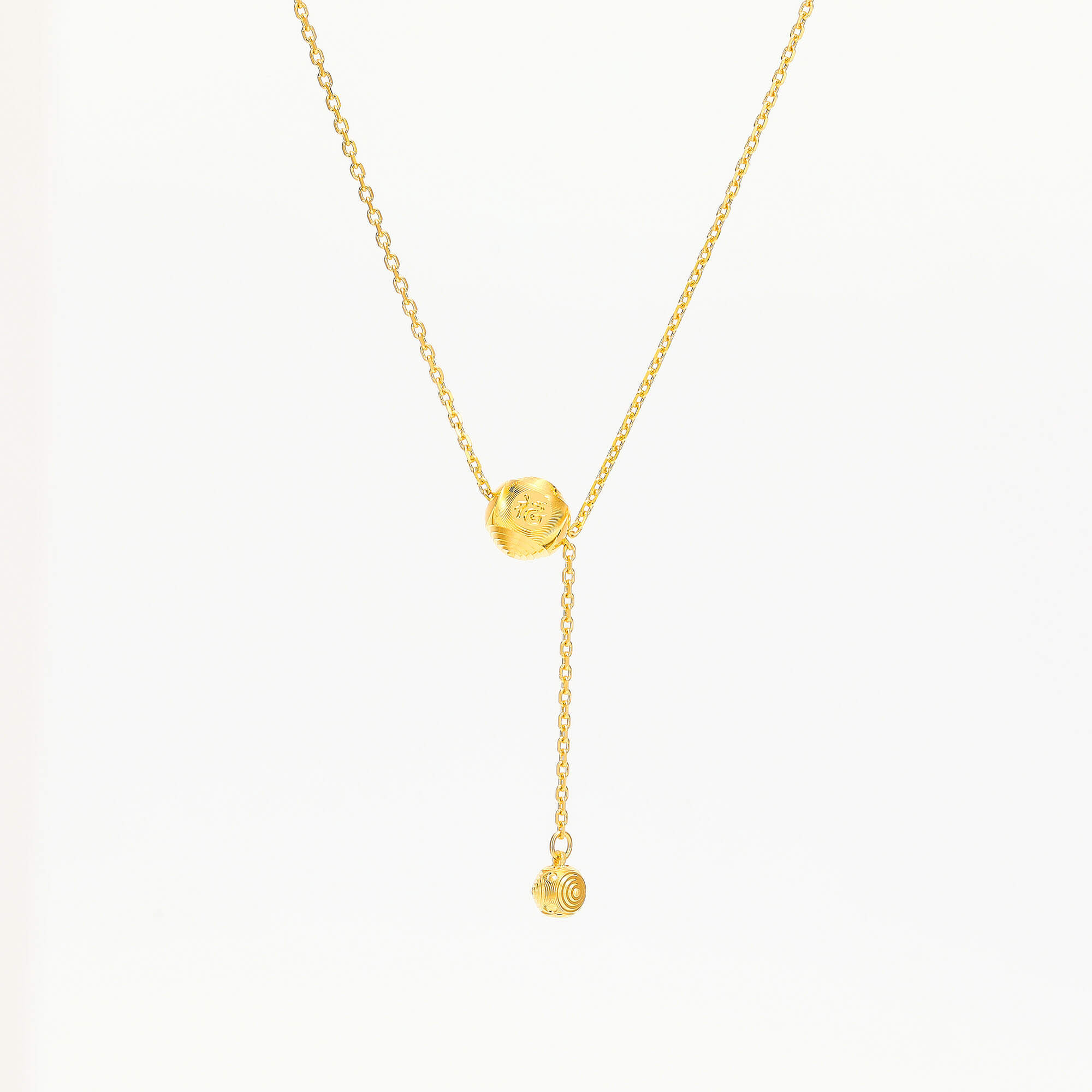 Fortune Revolving · 5G Gold CNC Lucky Bead Necklace