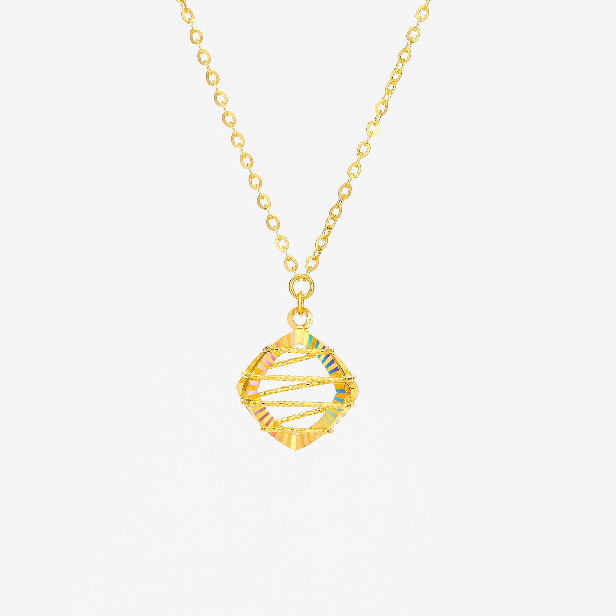 Elegant Silk Light · 5G Gold Iridescent Filigree Necklace