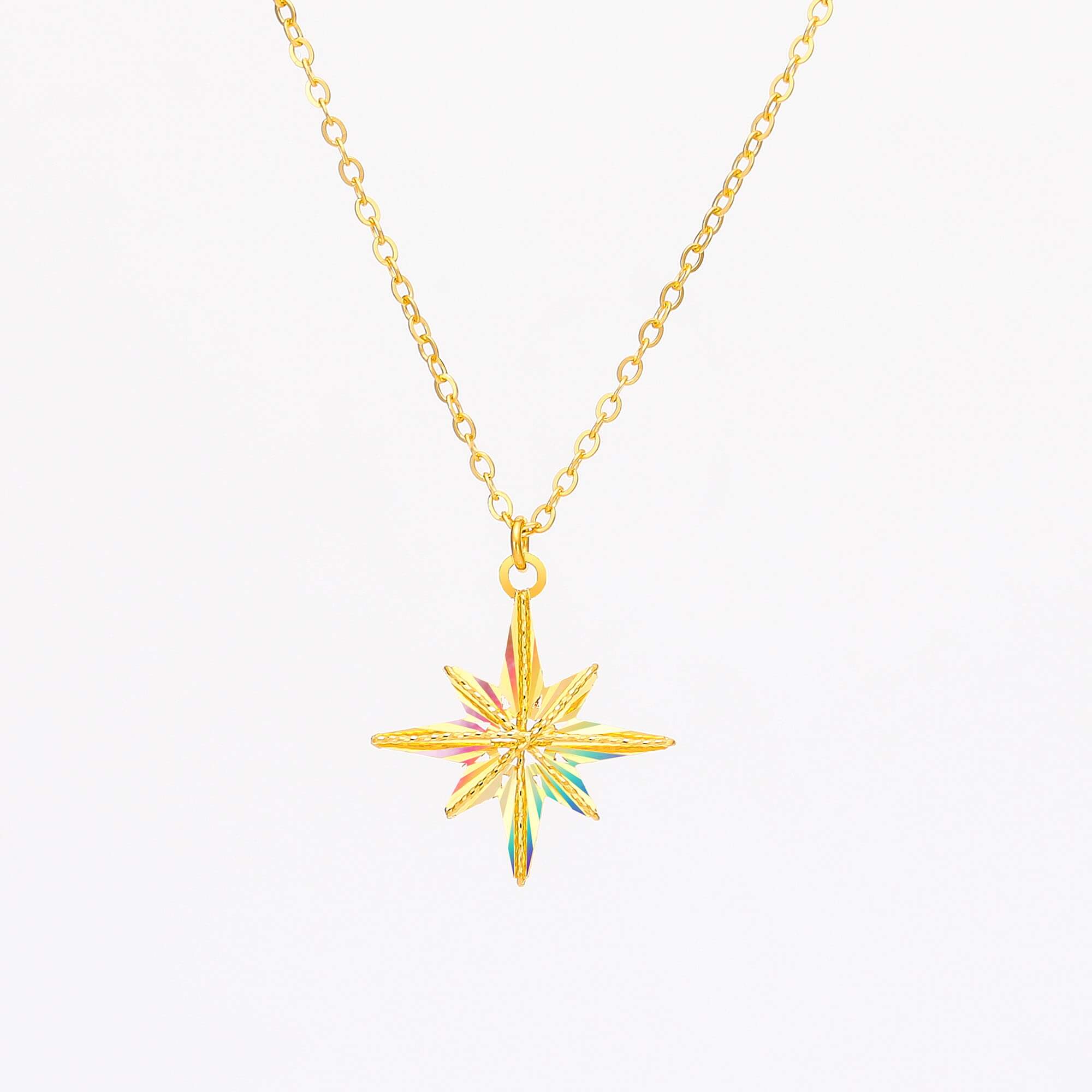 Starry Luster Collection · 5G Gold CNC Iridescent Filigree Necklace