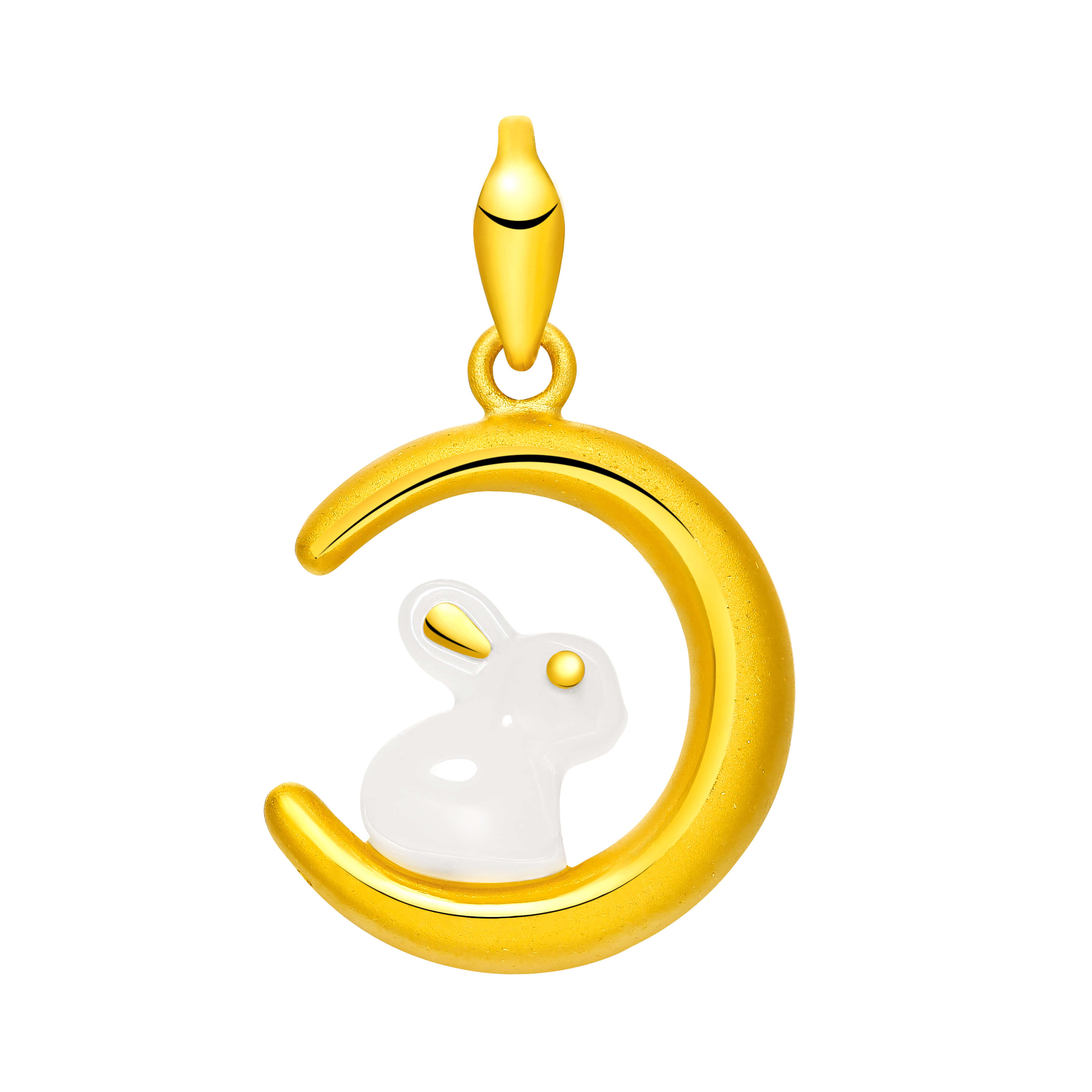 Little Rabbit Series · Pure Gold Hetian White Jade Pendant