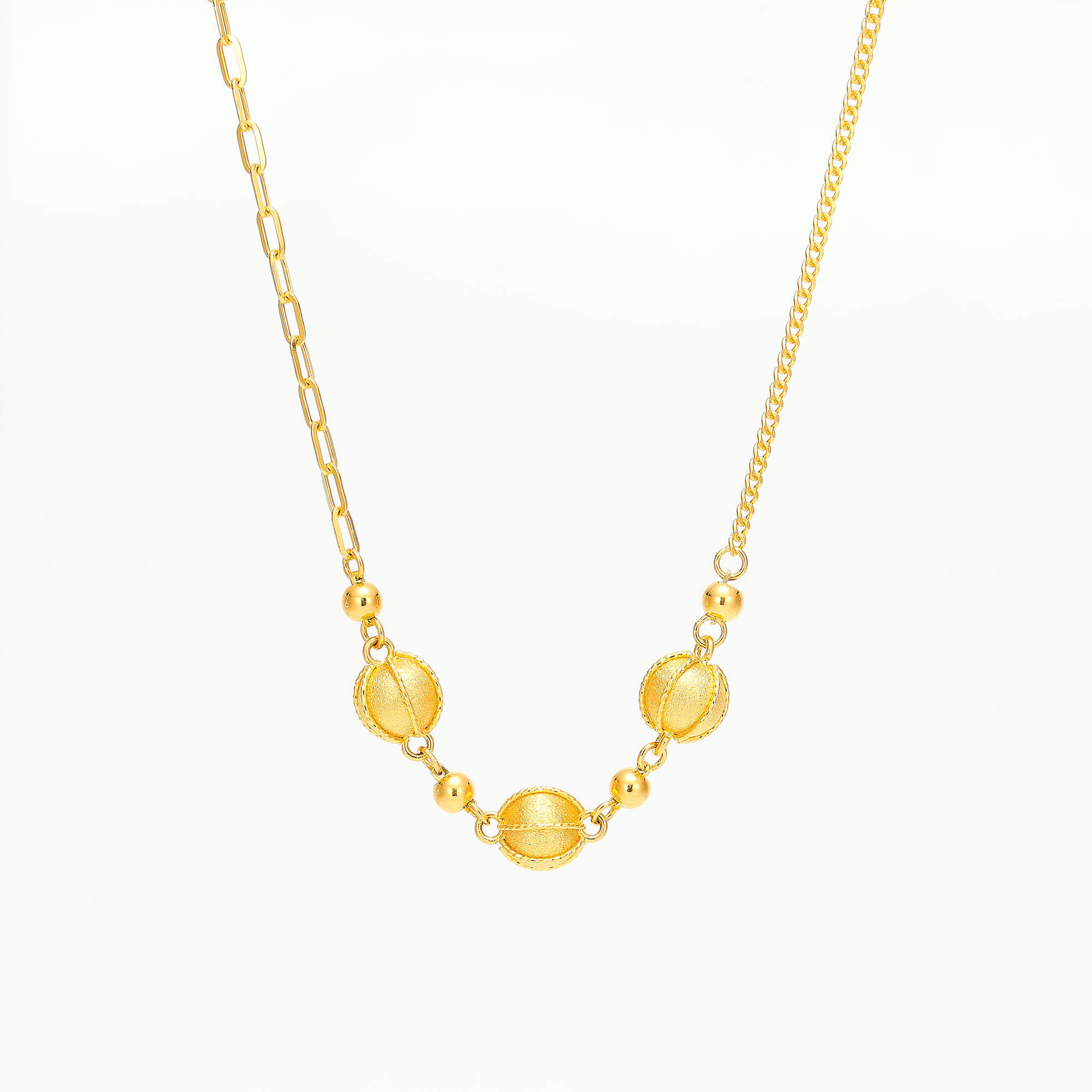 Glowing Elegance Collection · 5G Gold Lucky Bead Necklace