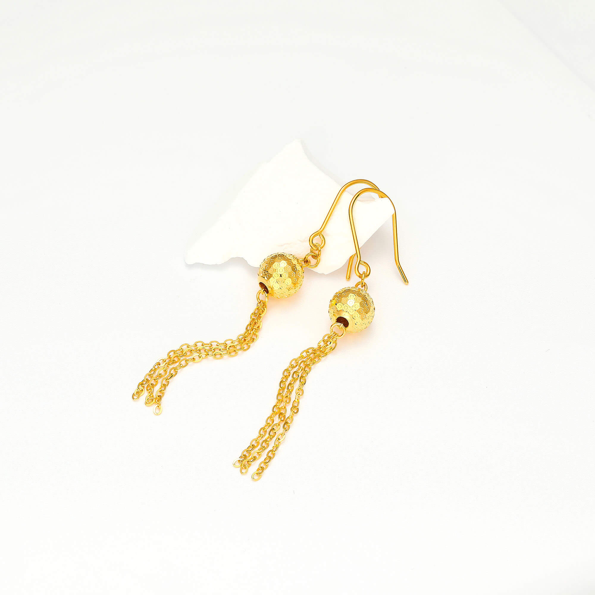 Party Collection · 5G Gold CNC Disco Bead Tassel Earrings