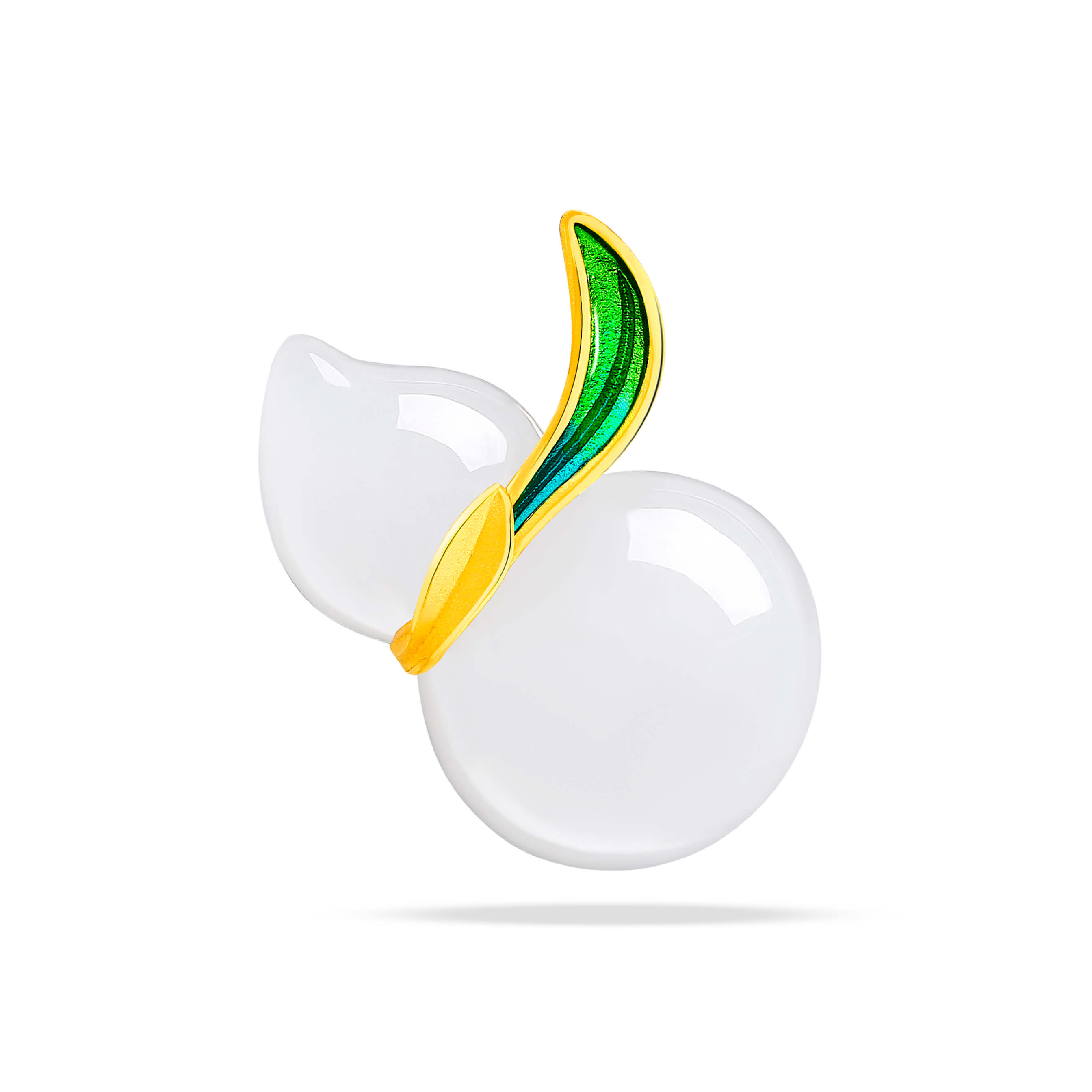 Good Fortune Collection · 5G Gold Enamel & Hetian White Jade Gourd Pendant