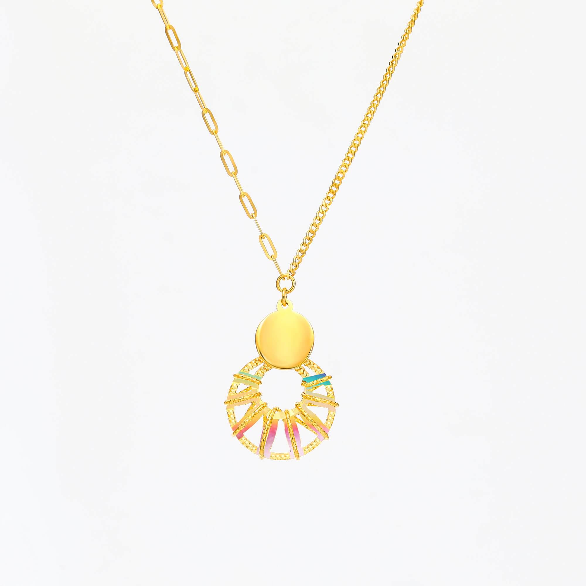 Elegant Silk Light · 5G Gold CNC Iridescent Necklace