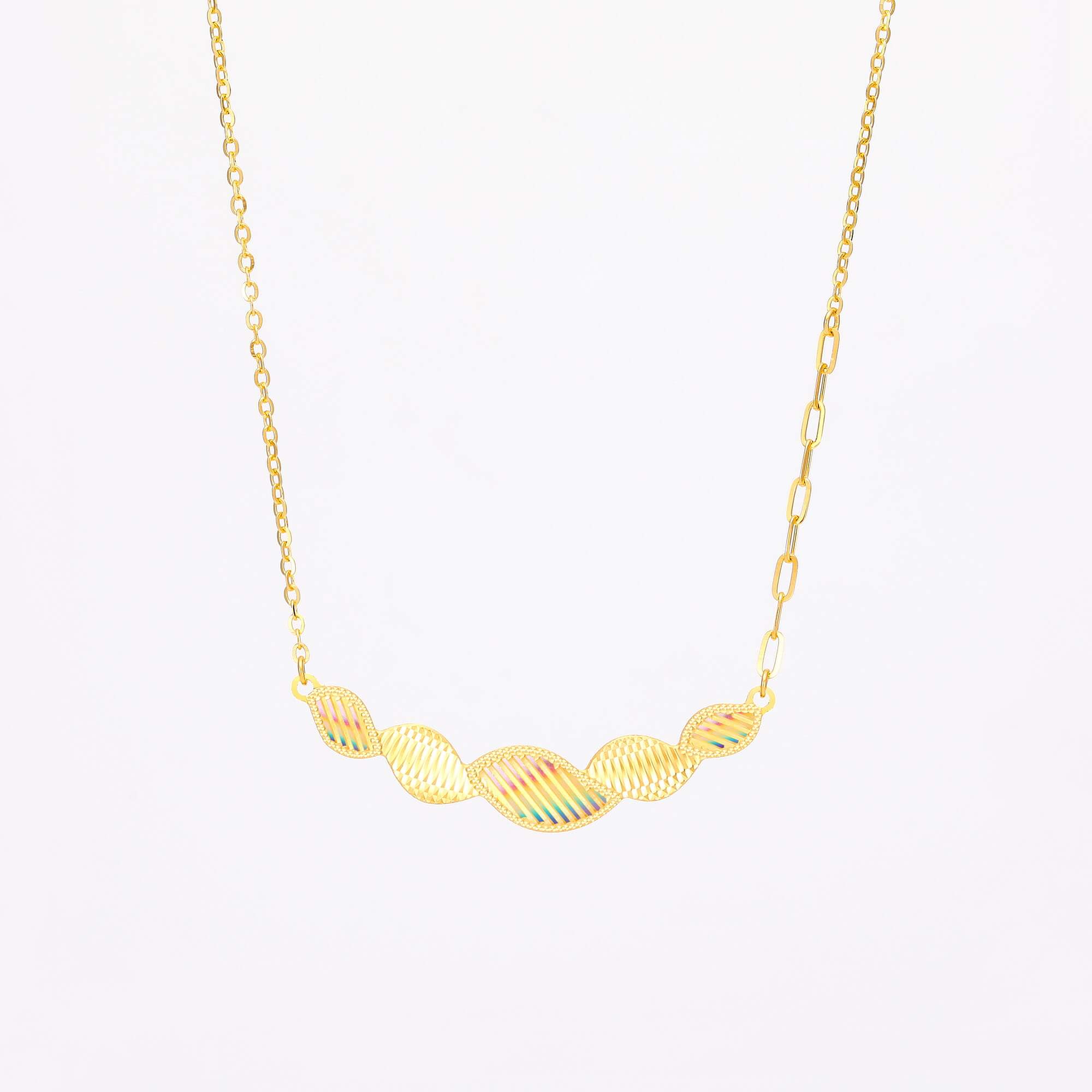 Elegant Style Collection · 5G Gold CNC Iridescent Necklace