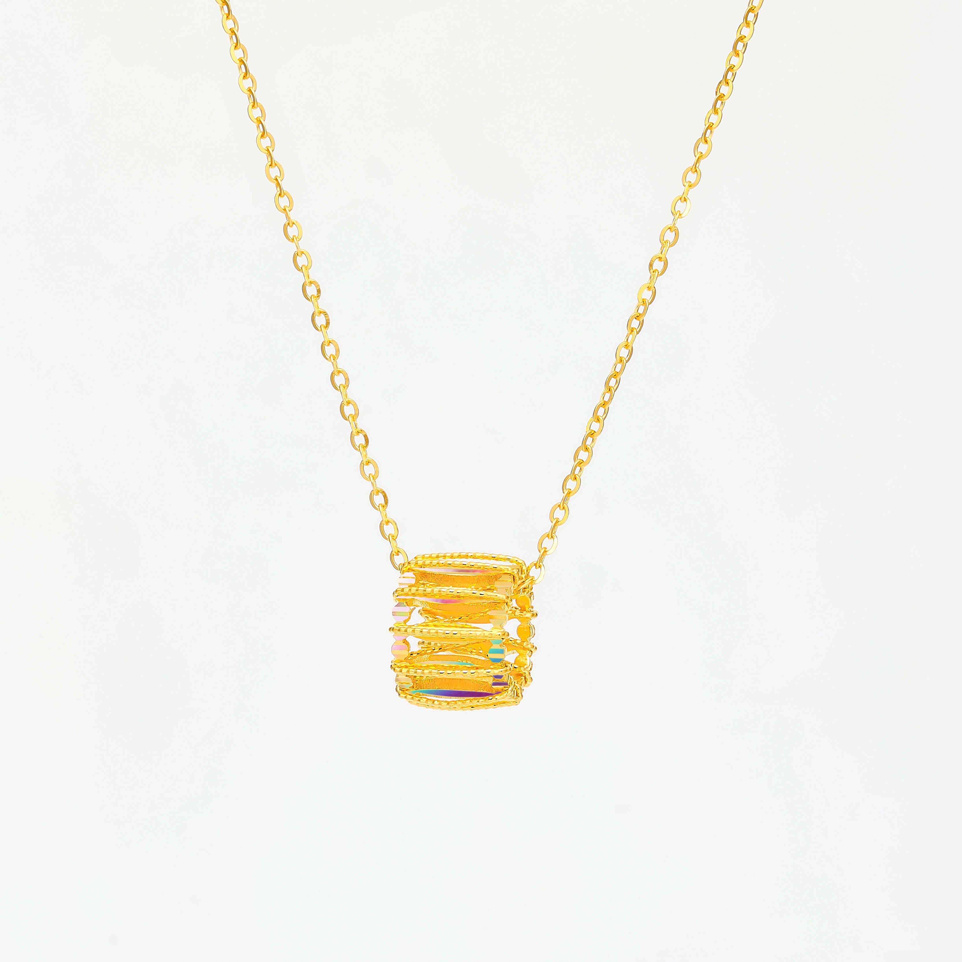 Modern Radiance · 5G Gold Iridescent Waistline Filigree Necklace