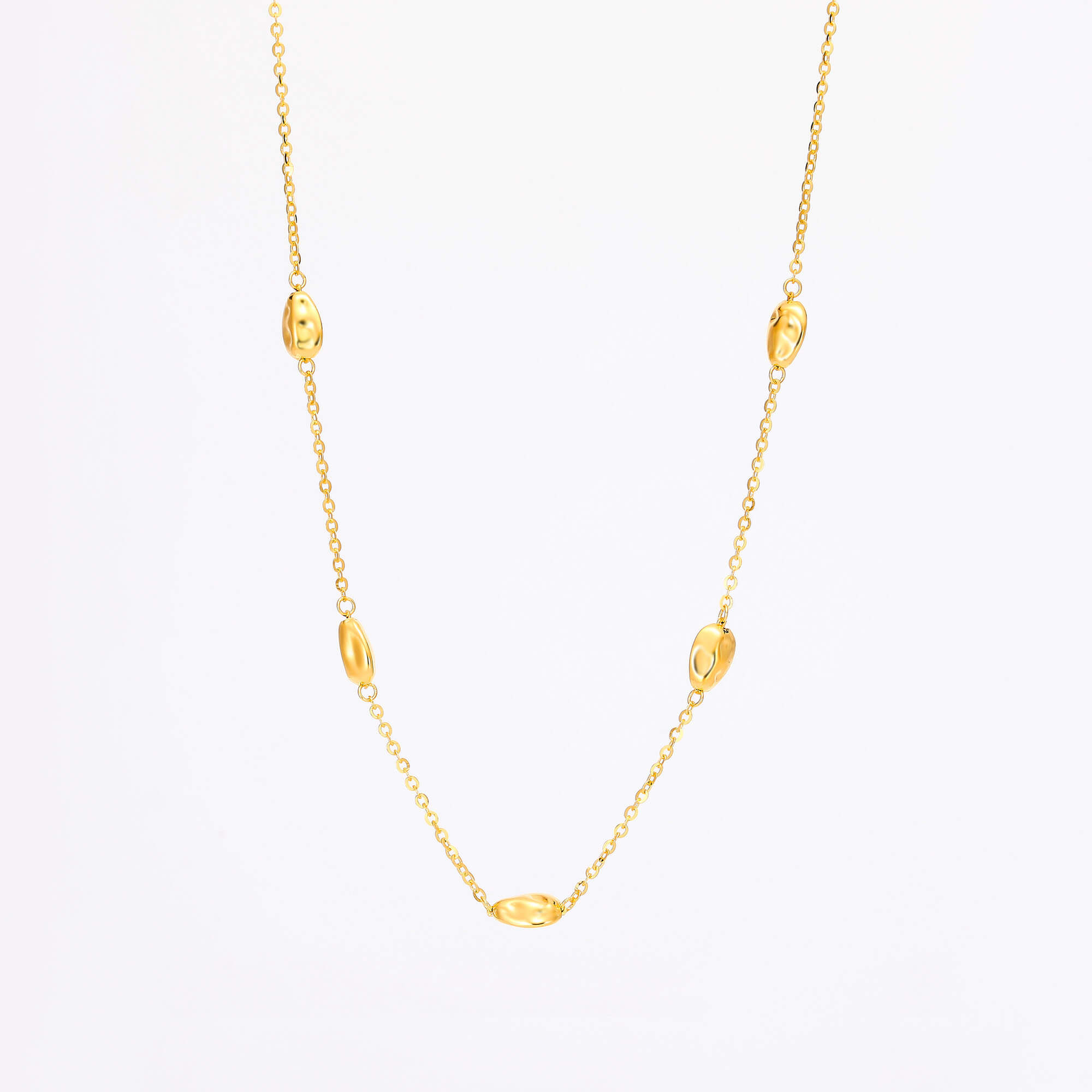Elegant Time Series · 5G Gold Shiny Bead Necklace