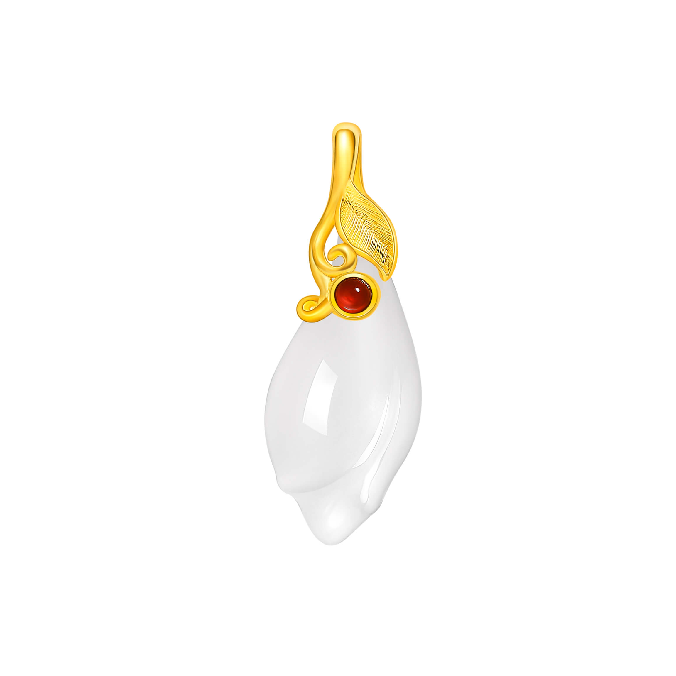Magnolia Bloom Collection · 5G Gold Hetian White Jade Pendant