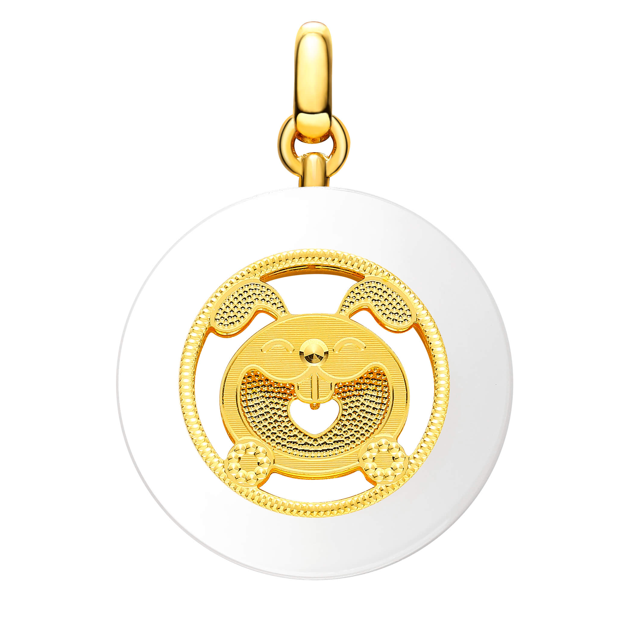 Whimsical Zodiac Collection · Year of the Rabbit 5G Gold & Hetian White Jade Peace Disk