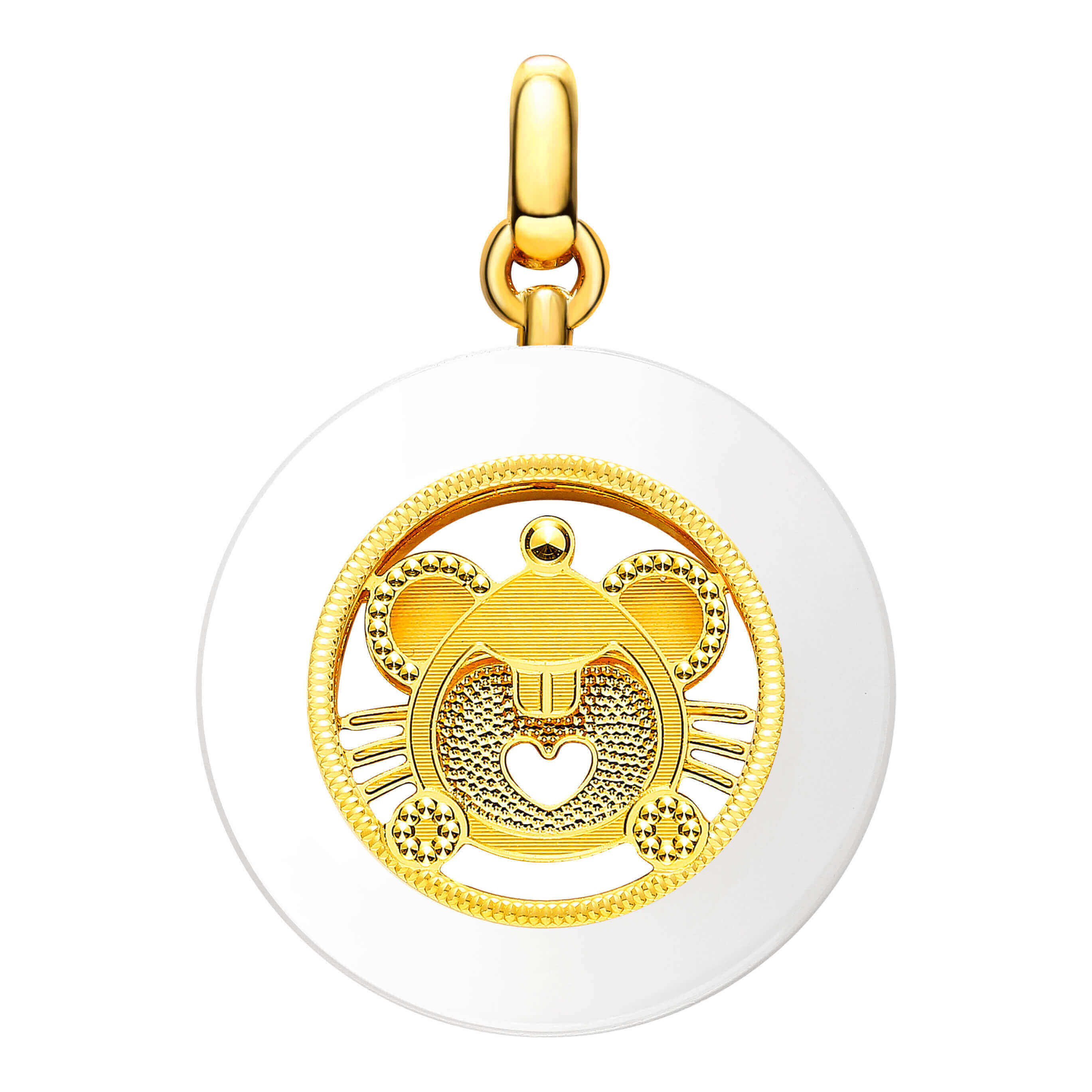 Whimsical Zodiac Collection · Year of the Rat 5G Gold & Hetian White Jade Peace Disk