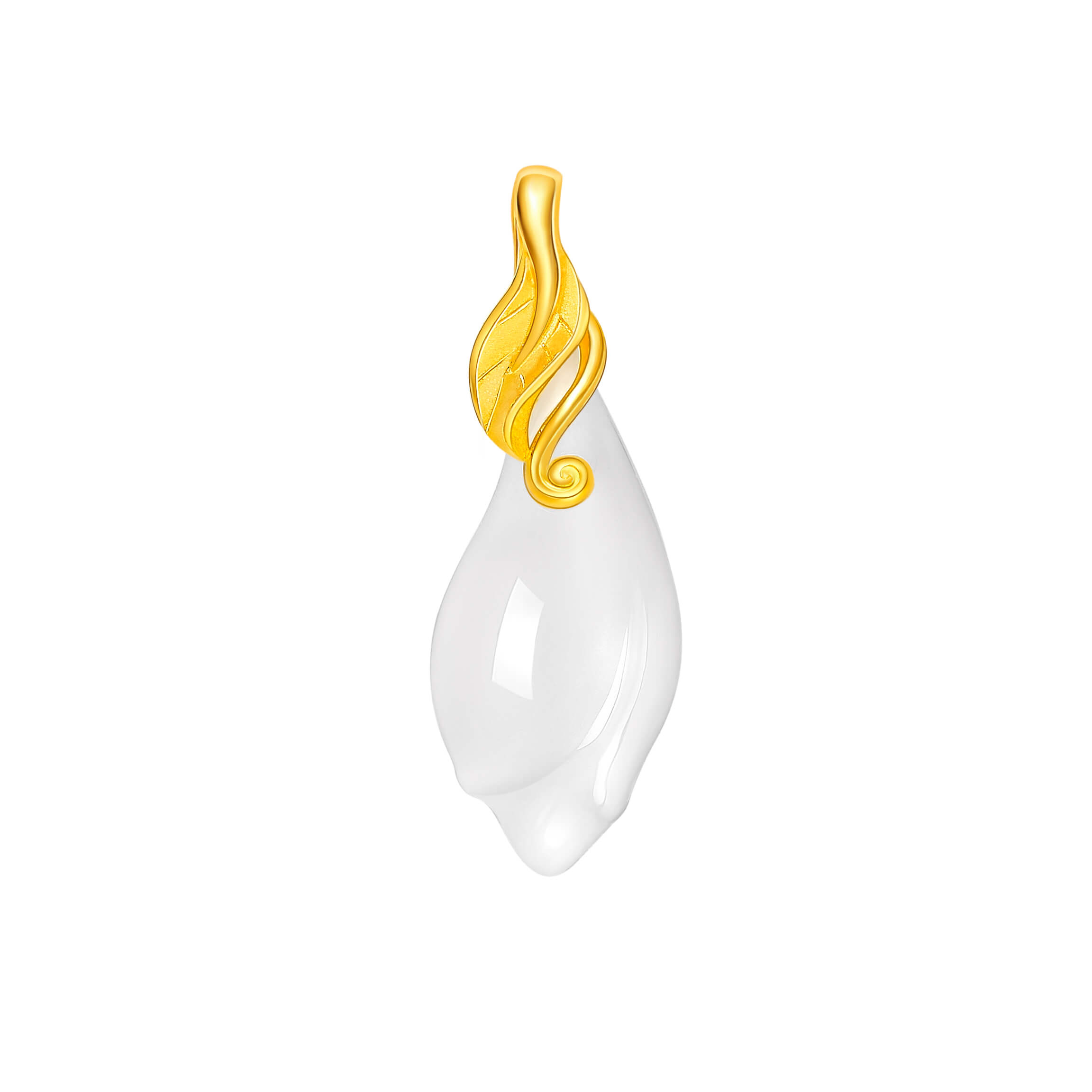 Magnolia Bloom Collection · 5G Gold Hetian White Jade Pendant