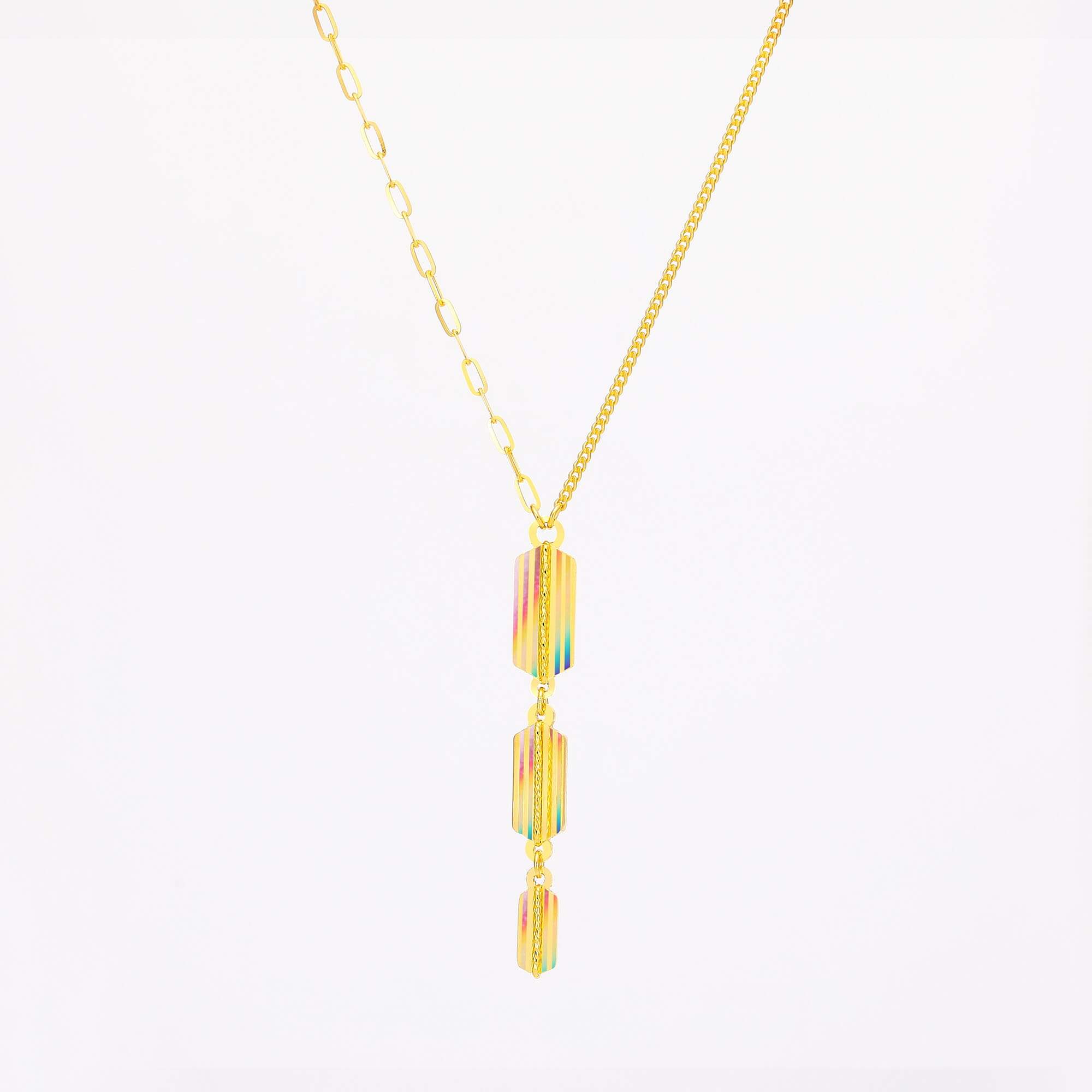 Modern Trend · 5G Gold CNC Iridescent Necklace